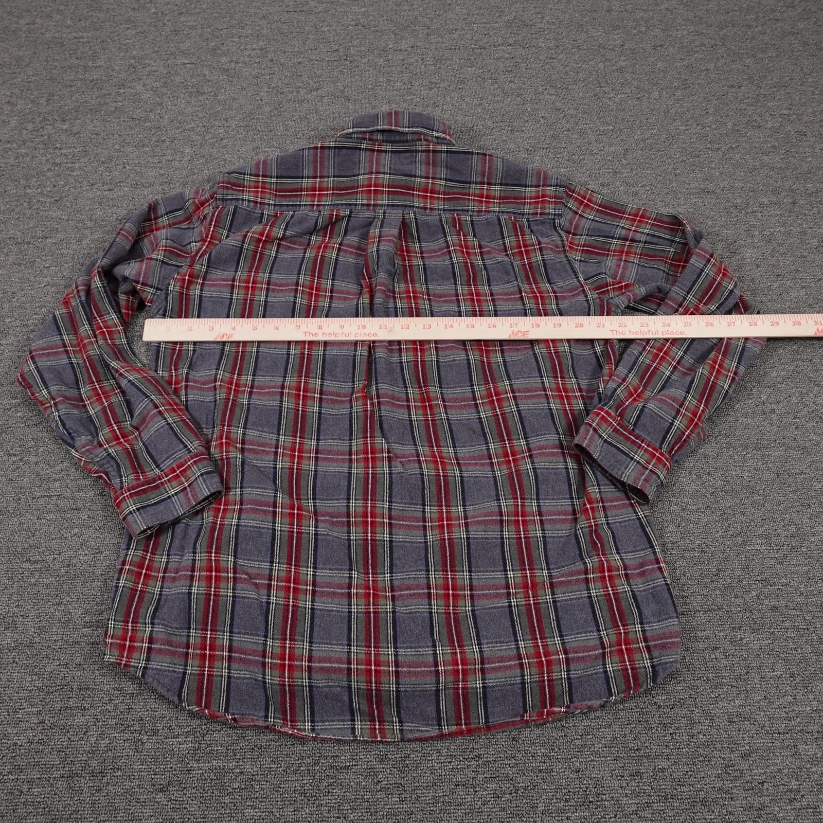 L.L.Bean Shirt Mens Medium Gray Plaid Flannel Long Sleeve Button Up Casual - Thumbnail 3