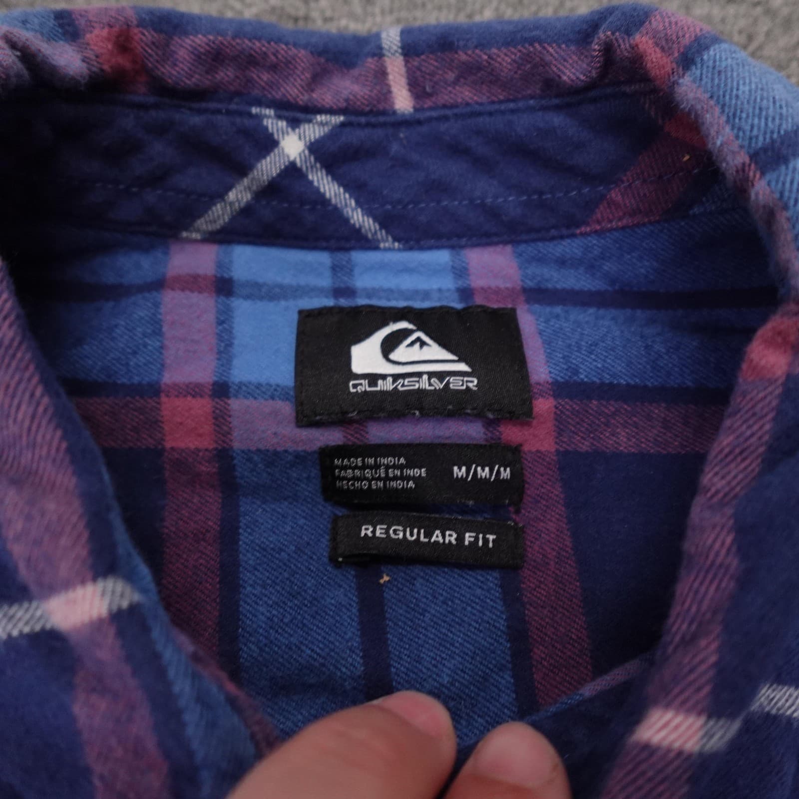 Quiksilver Shirt Mens Medium Blue Plaid Flannel Long Sleeve Button Up Casual - Thumbnail 3