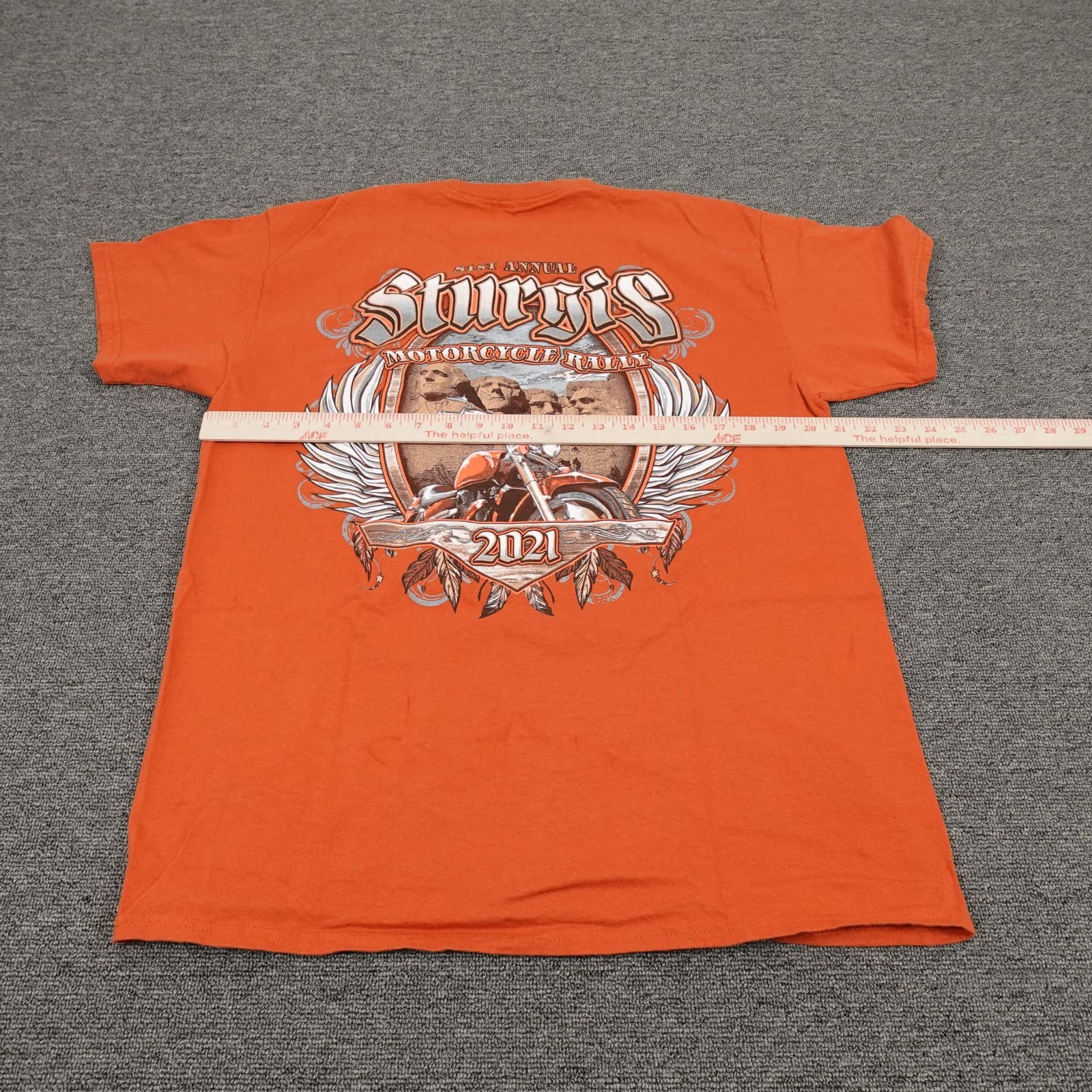 Sturgis Shirt Mens Large Orange 2021 Motorcycle Rally Mount Rushmore Graphic Tee - Thumbnail 4