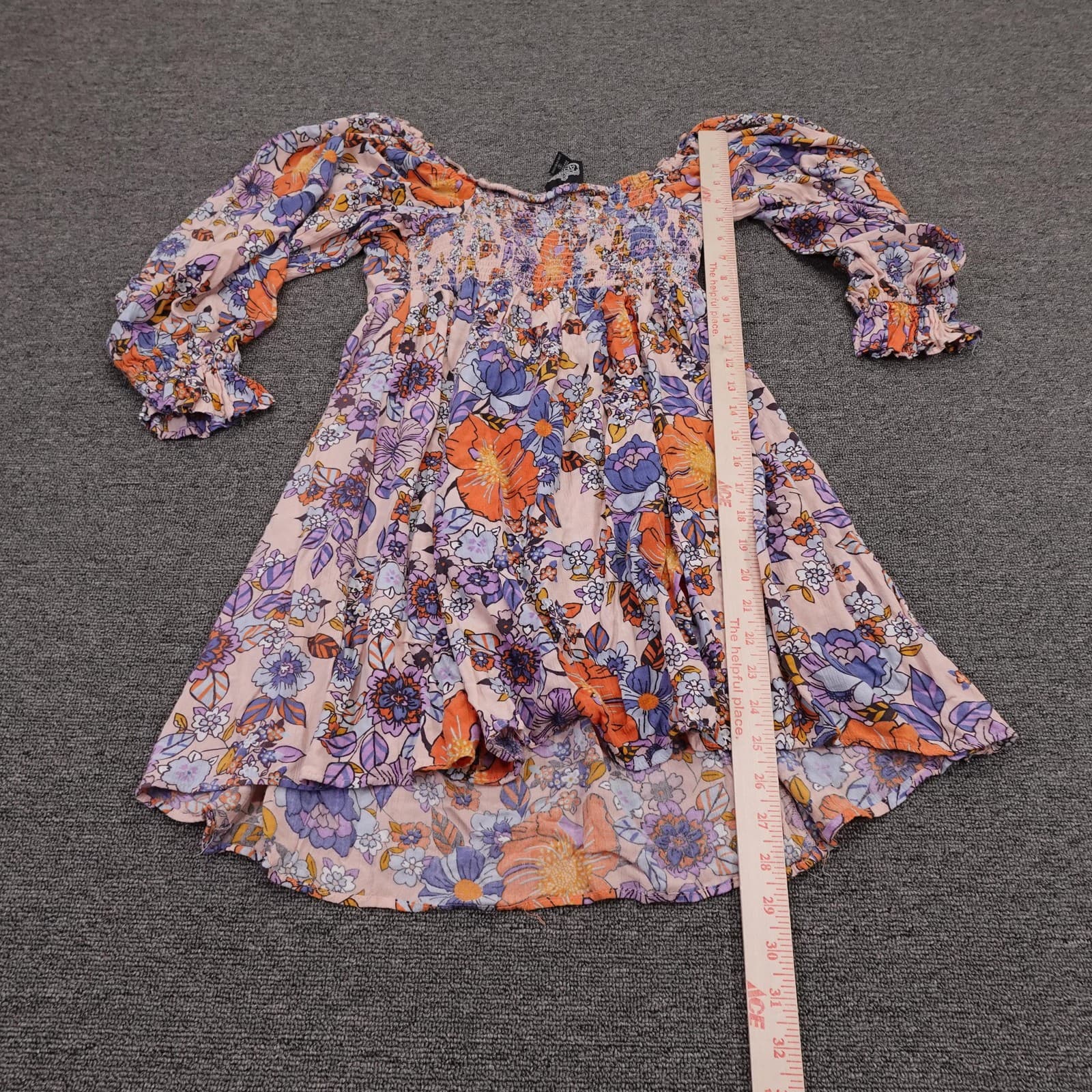 Angie Dress Womens Small Multicolor Floral Off Shoulder Hi Low Boho Sundress - Thumbnail 4