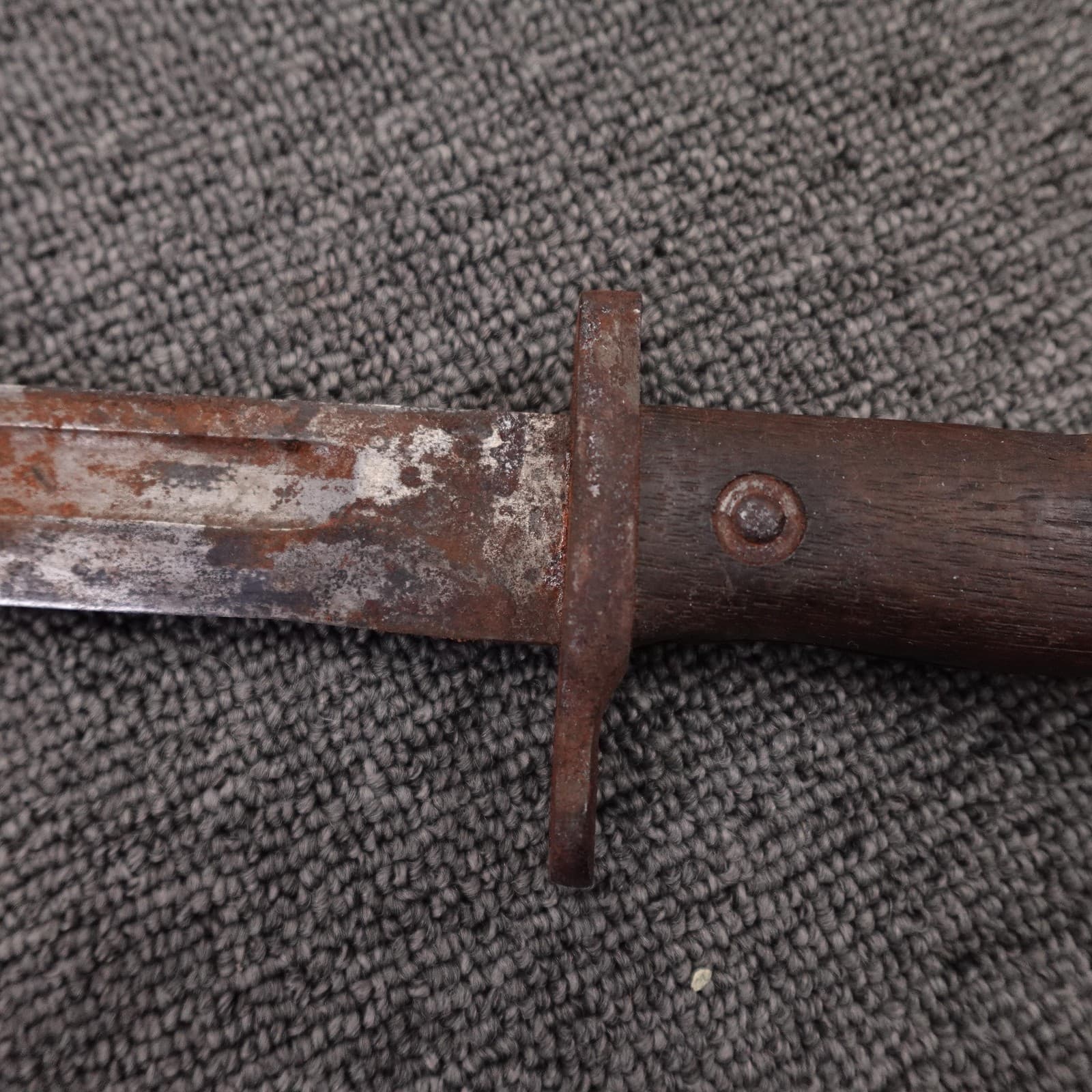 Vintage US Marked Brown Wood Handle Combat Bayonet Knife US 1902 Leather Sheath - Thumbnail 5