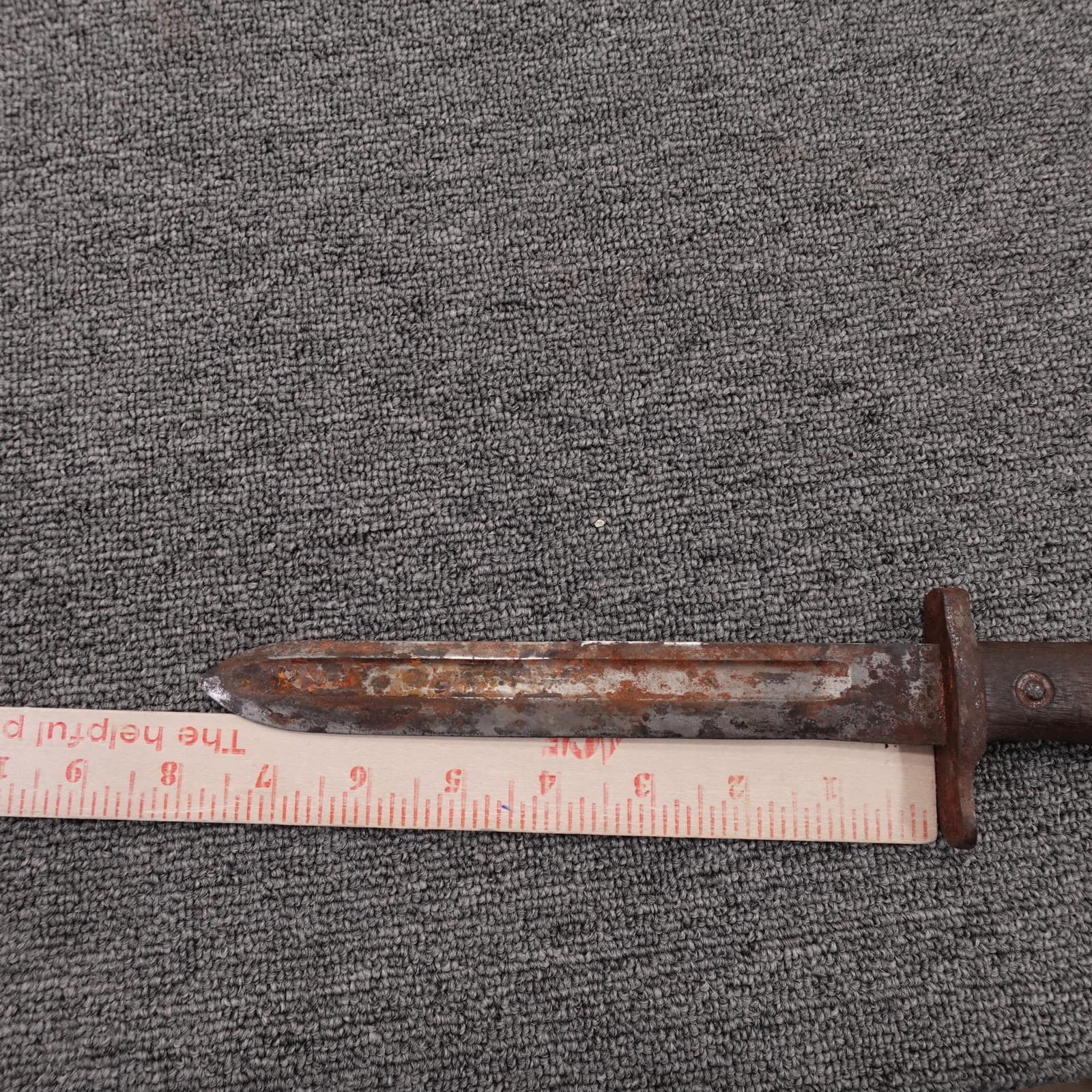 Vintage US Marked Brown Wood Handle Combat Bayonet Knife US 1902 Leather Sheath - Thumbnail 15