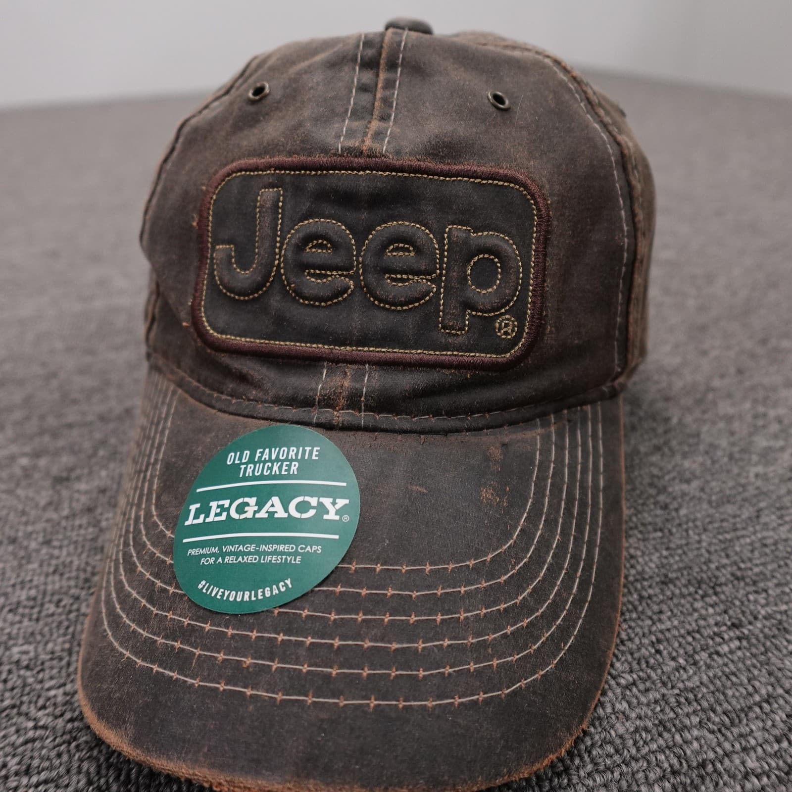 Jeep Legacy Hat Cap Strap Back Mens One Size Brown Twill Baseball Outdoor - Thumbnail 2