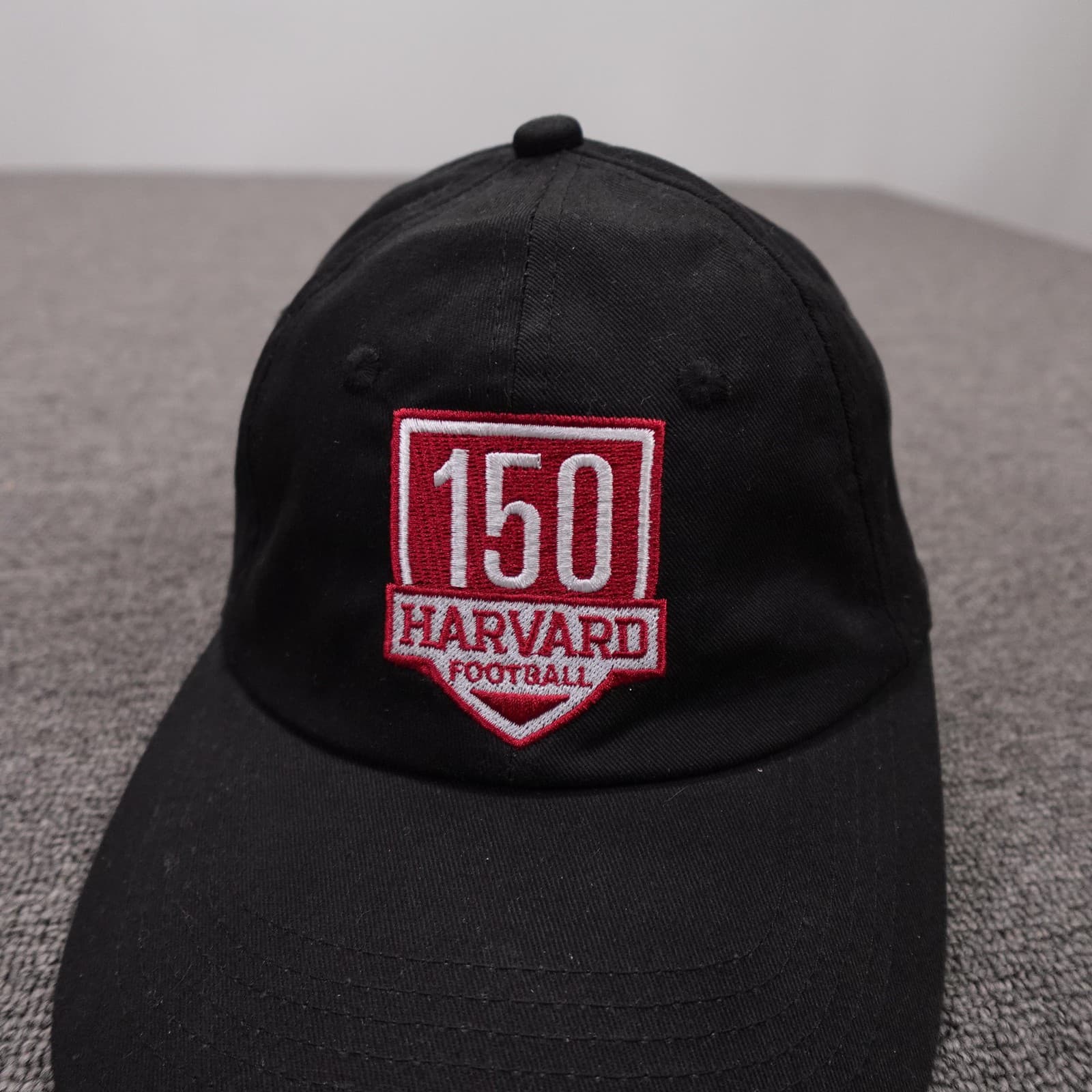 Harvard Crimson Hat Cap Strap Back Mens One Size Black NCAA Football 150 Shield - Thumbnail 2