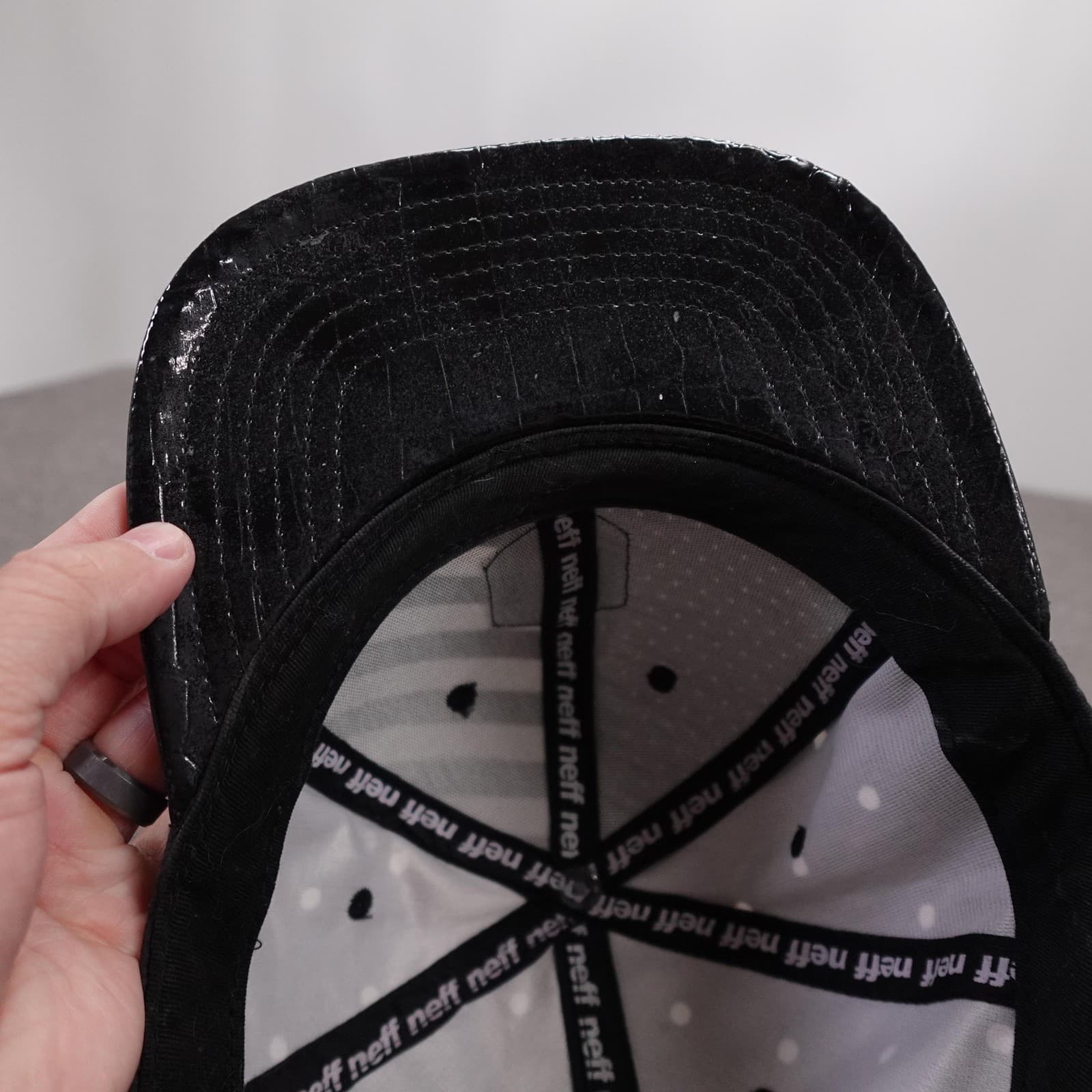 Neff Hat Cap Snap Back Mens One Size Black Polka Dot Stripe Vinyl Brim - Thumbnail 6