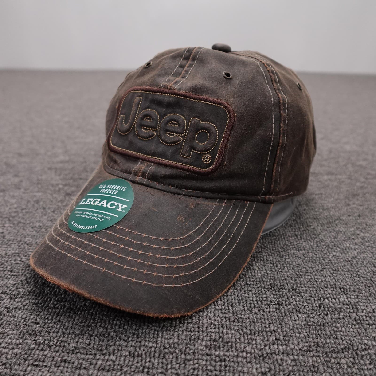 Jeep Legacy Hat Cap Strap Back Mens One Size Brown Twill Baseball Outdoor