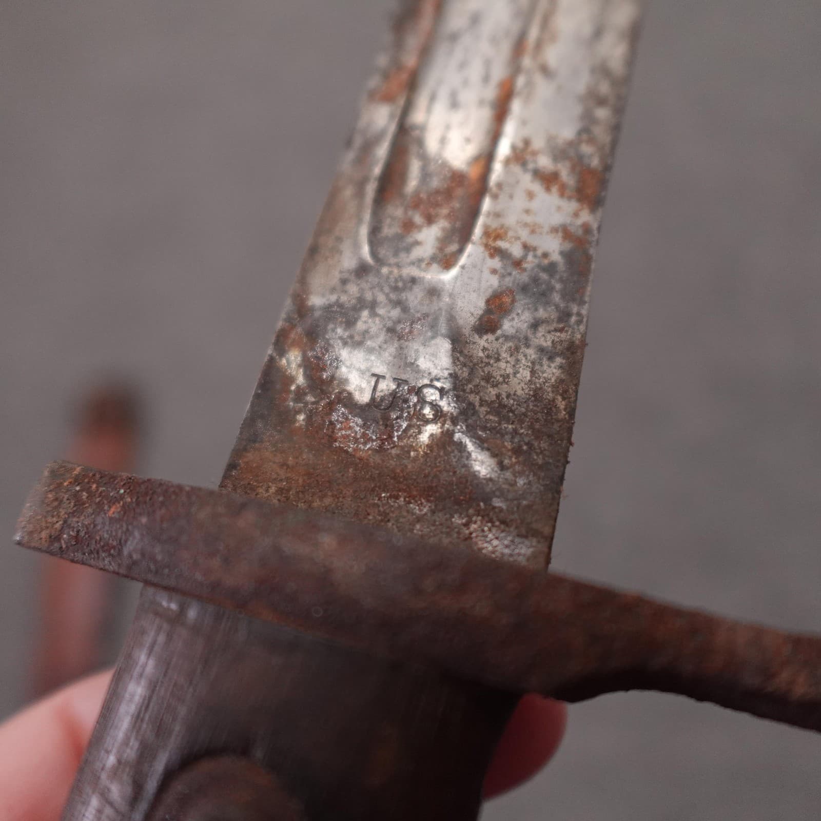 Vintage US Marked Brown Wood Handle Combat Bayonet Knife US 1902 Leather Sheath - Thumbnail 10