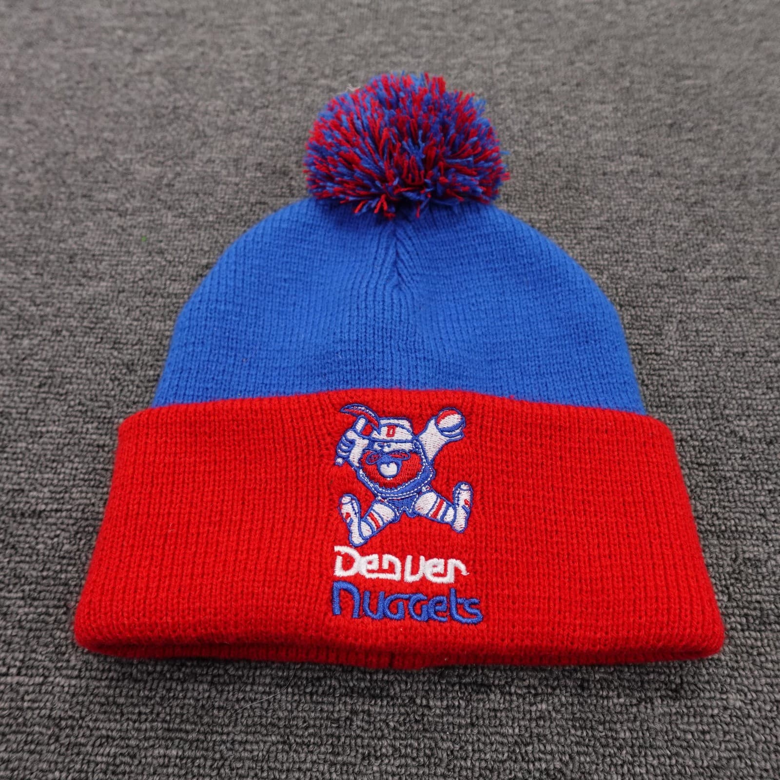 Denver Nuggets Hat Beanie Mens One Size Blue Red NBA Basketball Pom Knit