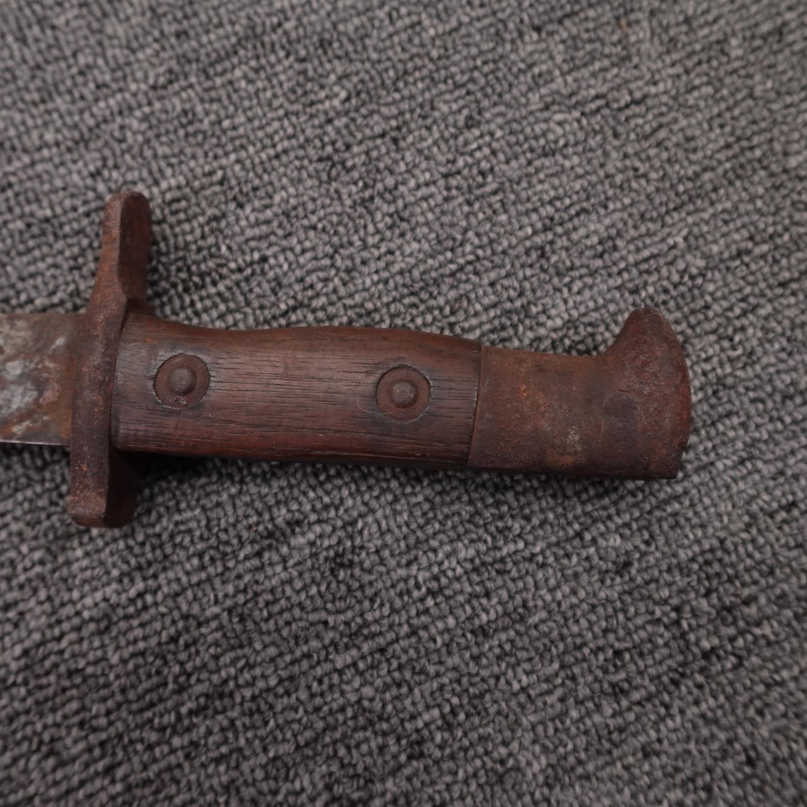 Vintage US Marked Brown Wood Handle Combat Bayonet Knife US 1902 Leather Sheath - Thumbnail 9