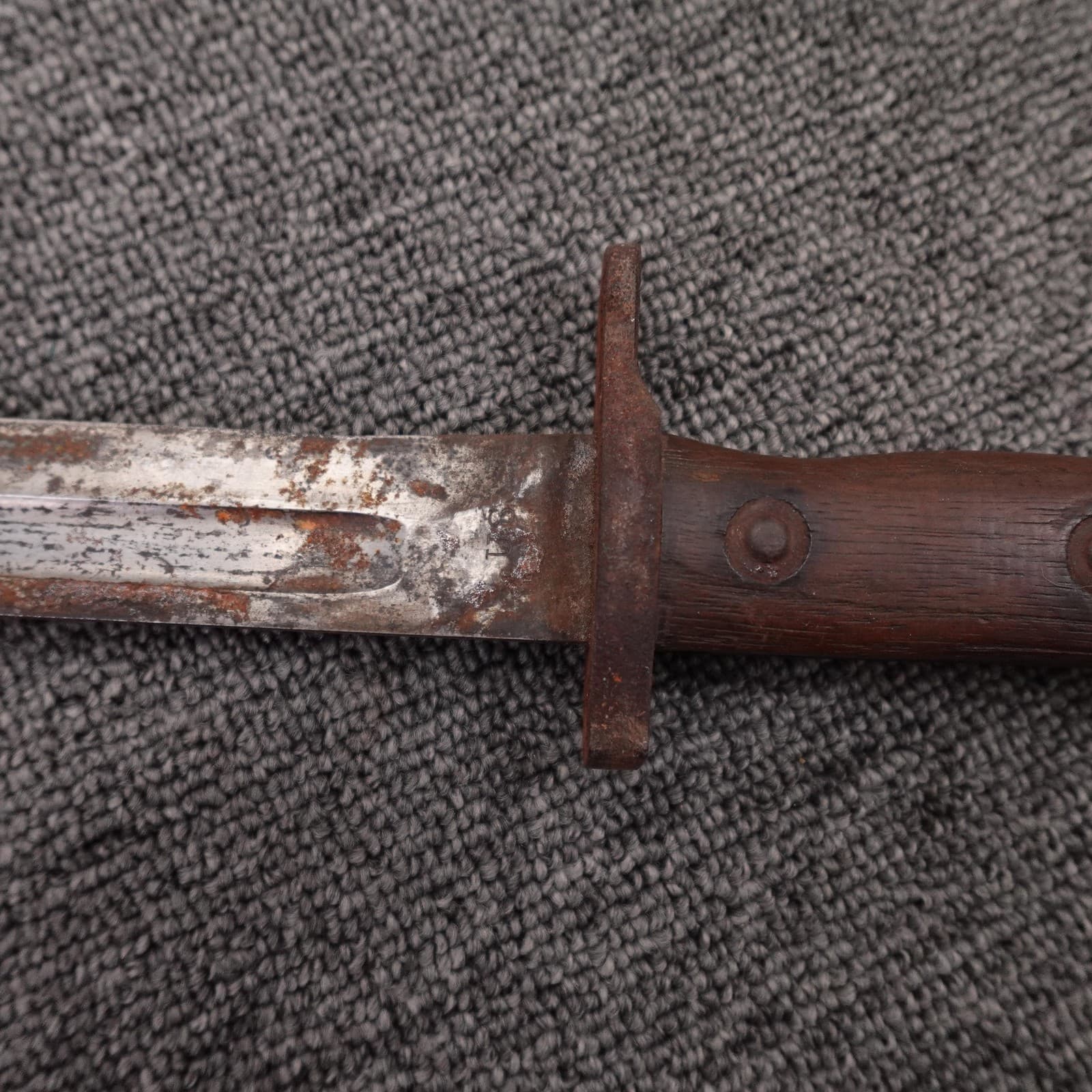 Vintage US Marked Brown Wood Handle Combat Bayonet Knife US 1902 Leather Sheath - Thumbnail 8