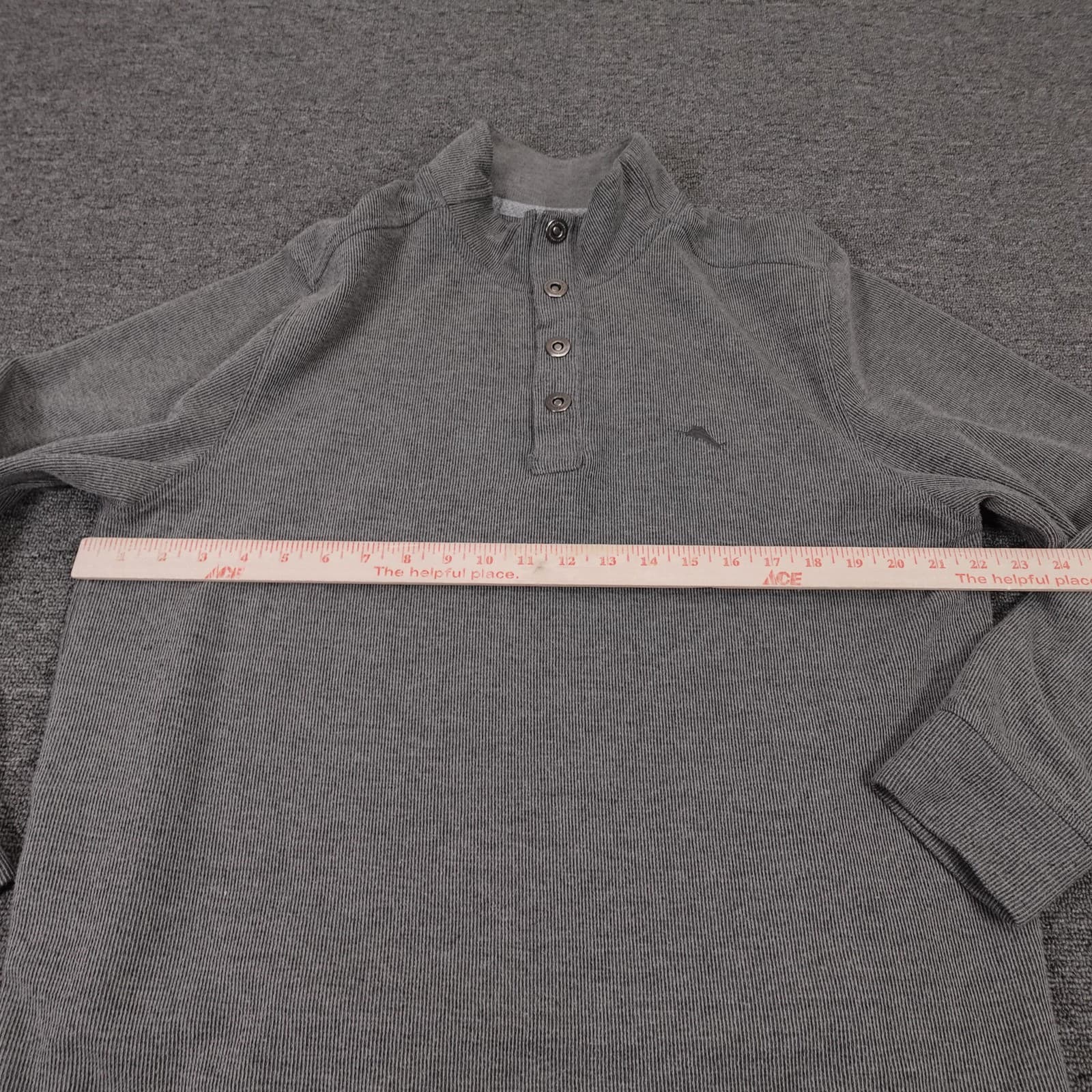 Tommy Bahama Sweater Mens Large Gray Waffle Knit Henley Long Sleeve Pullover - Thumbnail 5