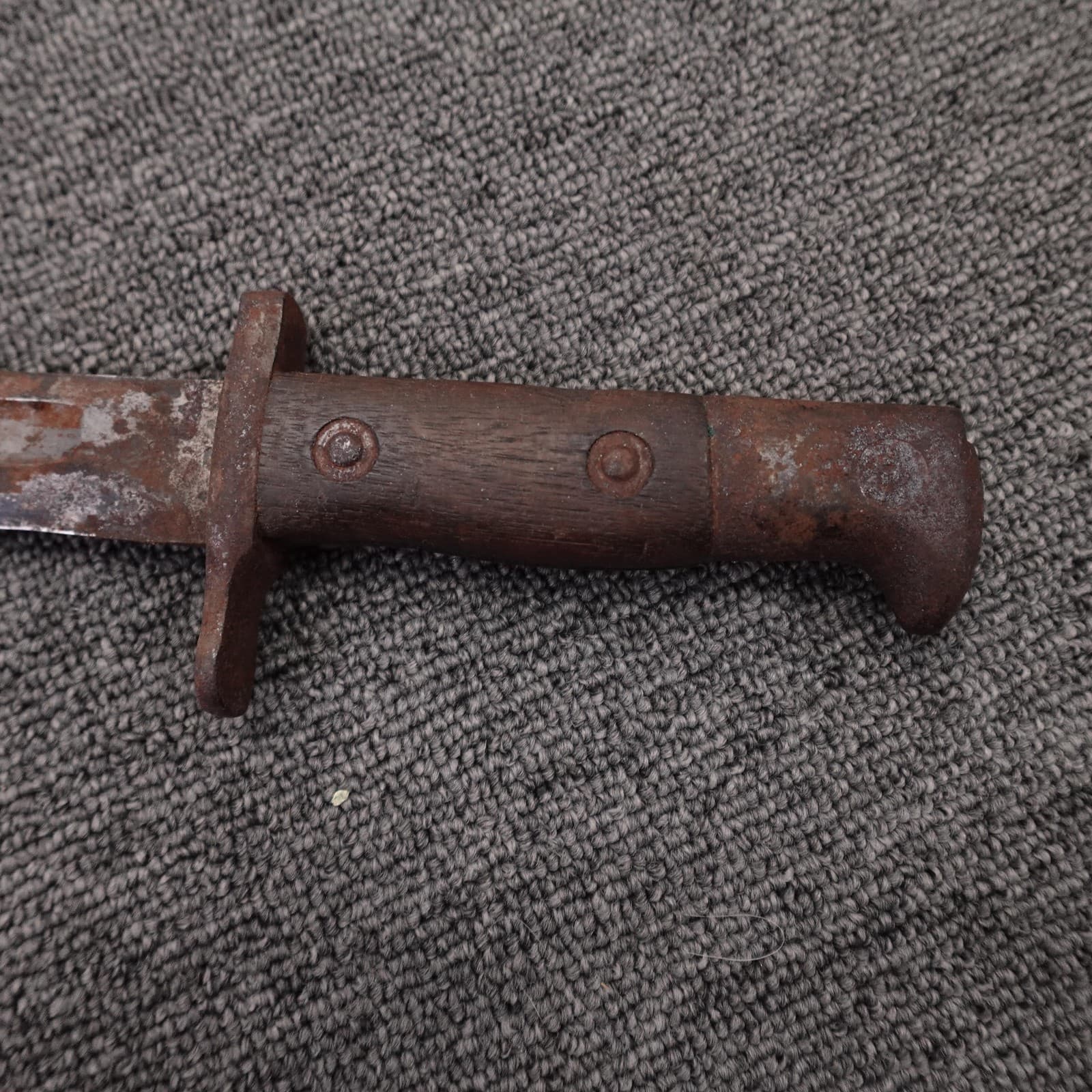 Vintage US Marked Brown Wood Handle Combat Bayonet Knife US 1902 Leather Sheath - Thumbnail 2