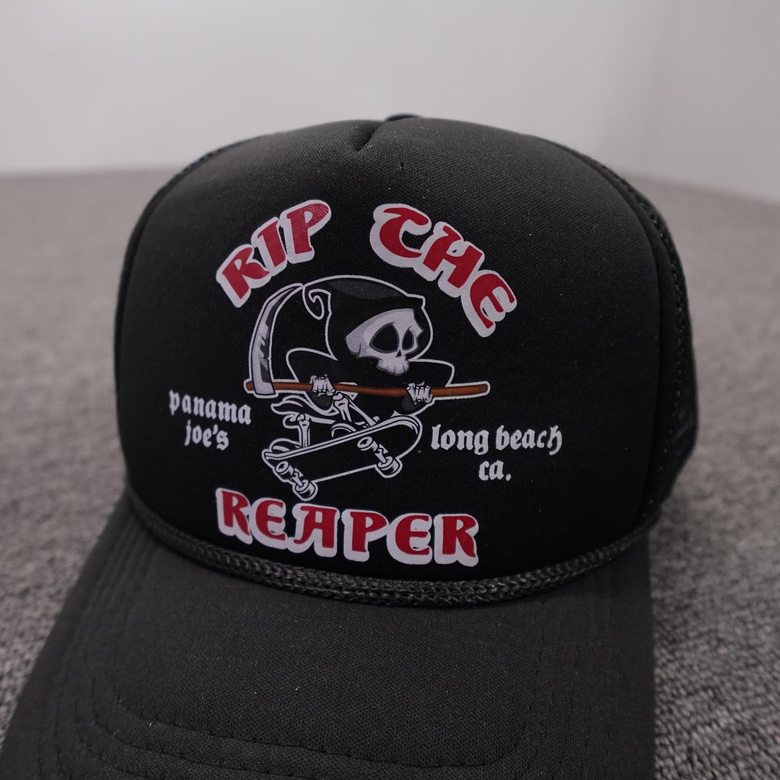 Panama Joe's Hat Cap Snap Back Mens One Size Black RIP The Reaper Skull Trucker - Thumbnail 2