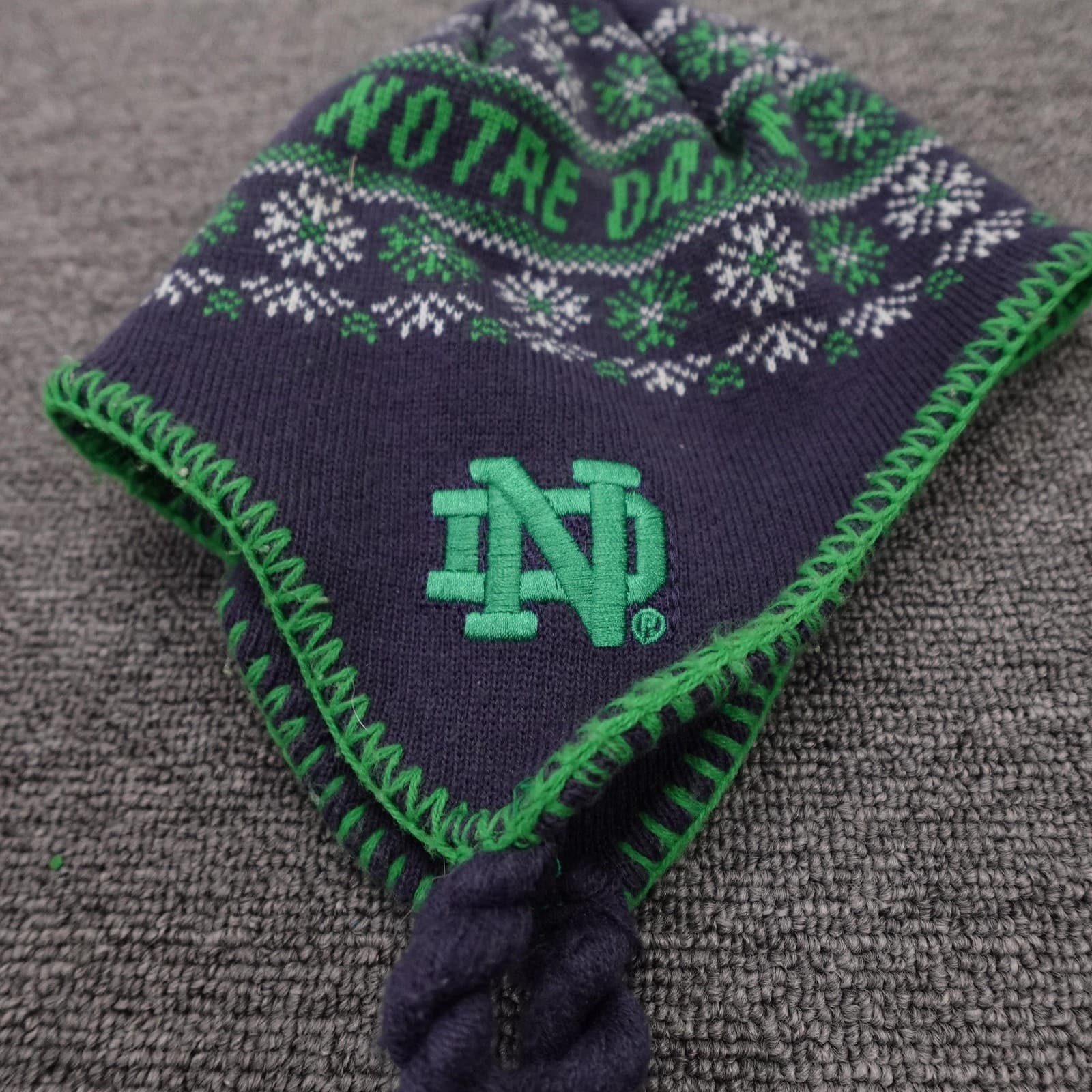Notre Dame Fighting Irish Hat Beanie Mens One Size Blue NCAA Football Adidas - Thumbnail 2