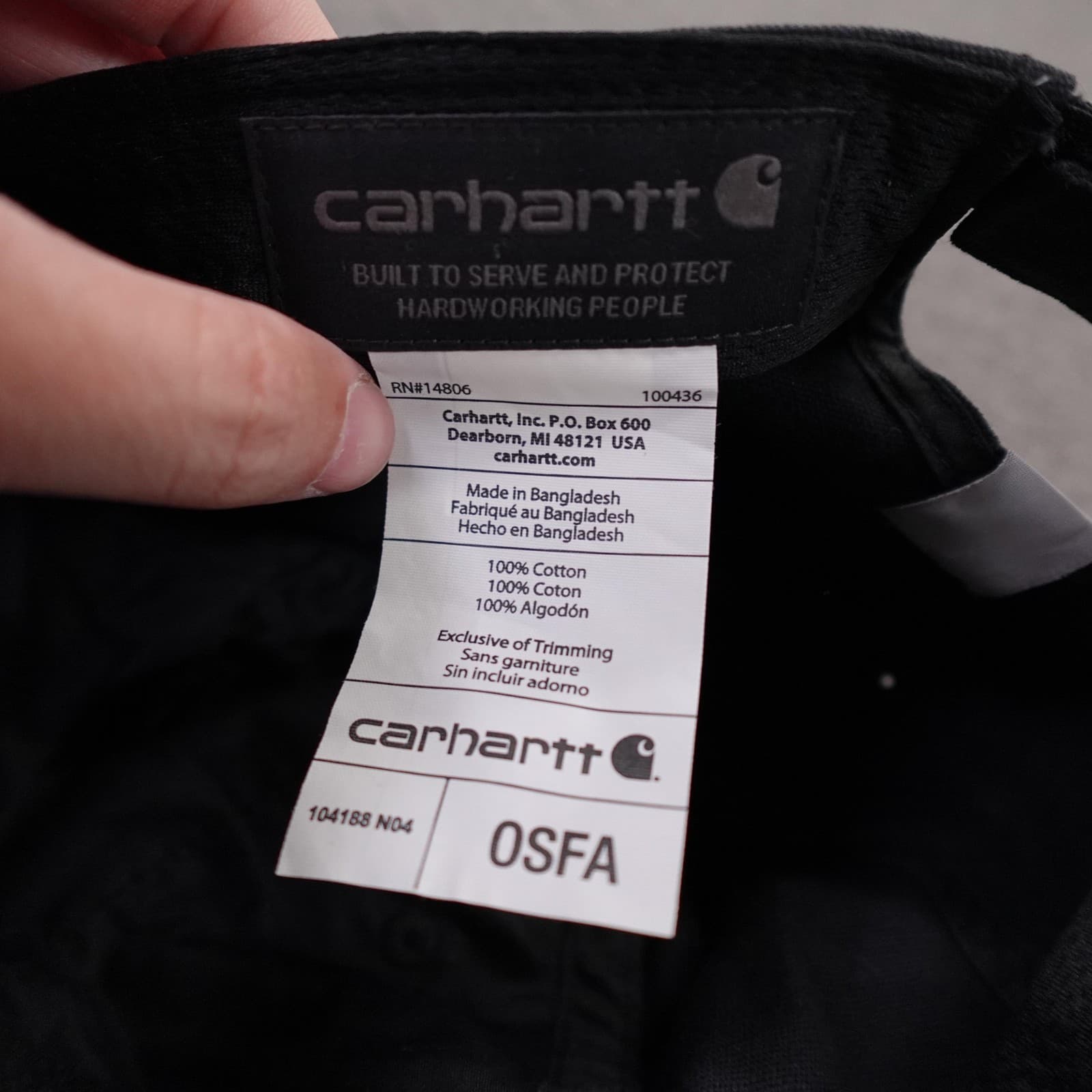 Carhartt Hat Cap Strap Back Mens One Size Black Canvas Baseball Workwear Logo - Thumbnail 6