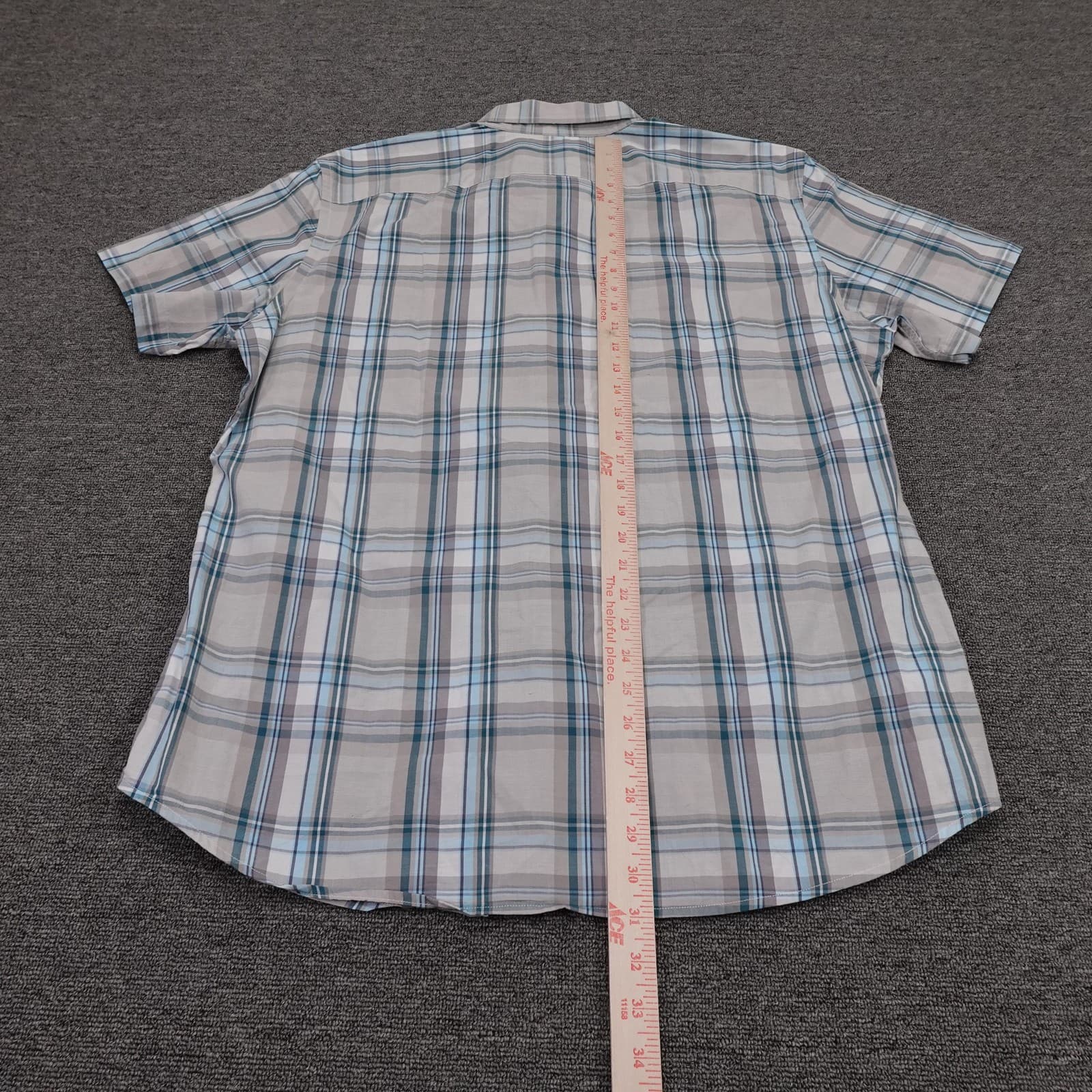 Banana Republic Shirt Mens XL Gray Plaid Short Sleeve Button Up Stretch Casual - Thumbnail 5