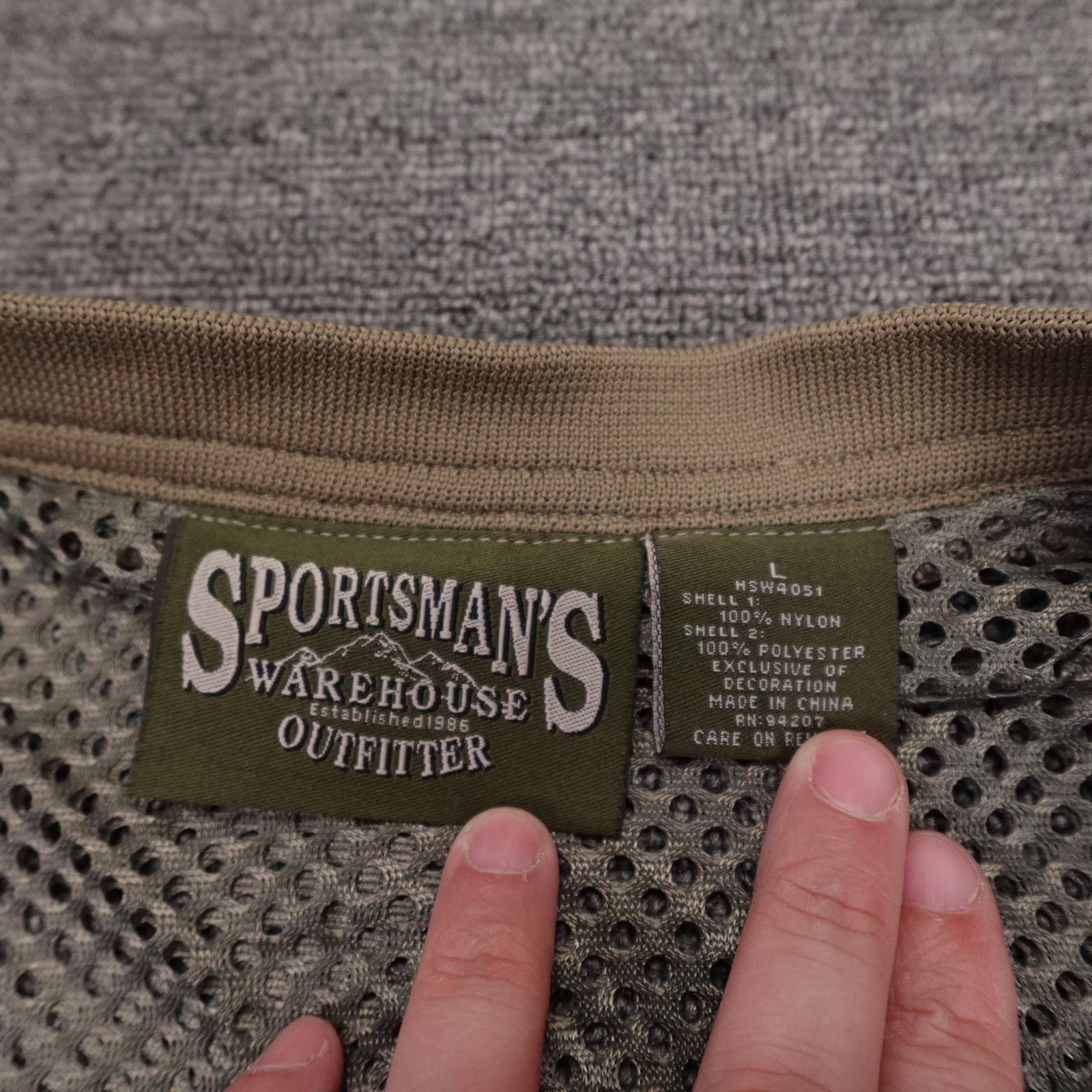 Sportsman's Warehouse Vest Mens Large Beige Nylon Mesh Fishing Utility HSW4051 - Thumbnail 4