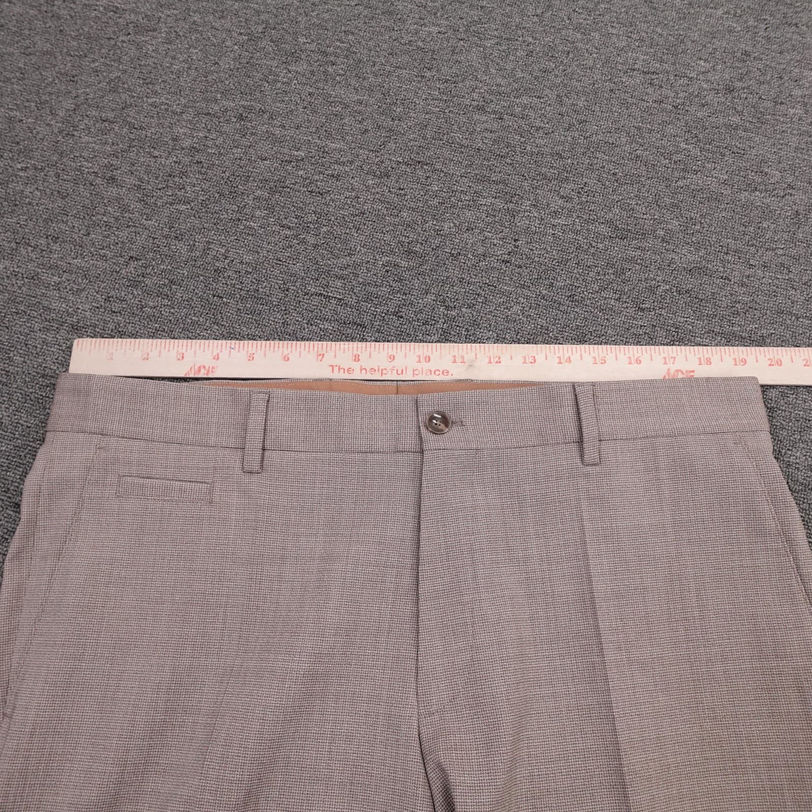 Boss Pants Mens 38x34 Beige Virgin Wool Check Flat Front Lined Dress Formal - Thumbnail 10