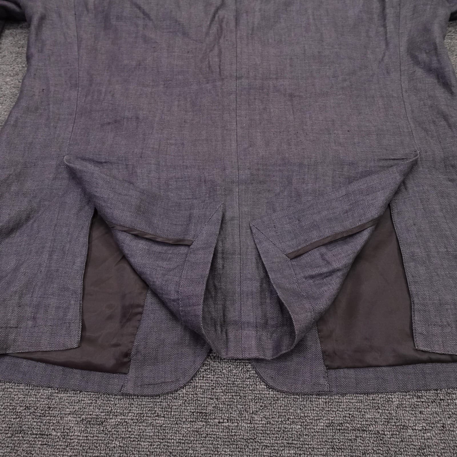 Calvin Klein Blazer Mens 46L Gray Linen Herringbone Extreme Slim Sport Coat - Thumbnail 8