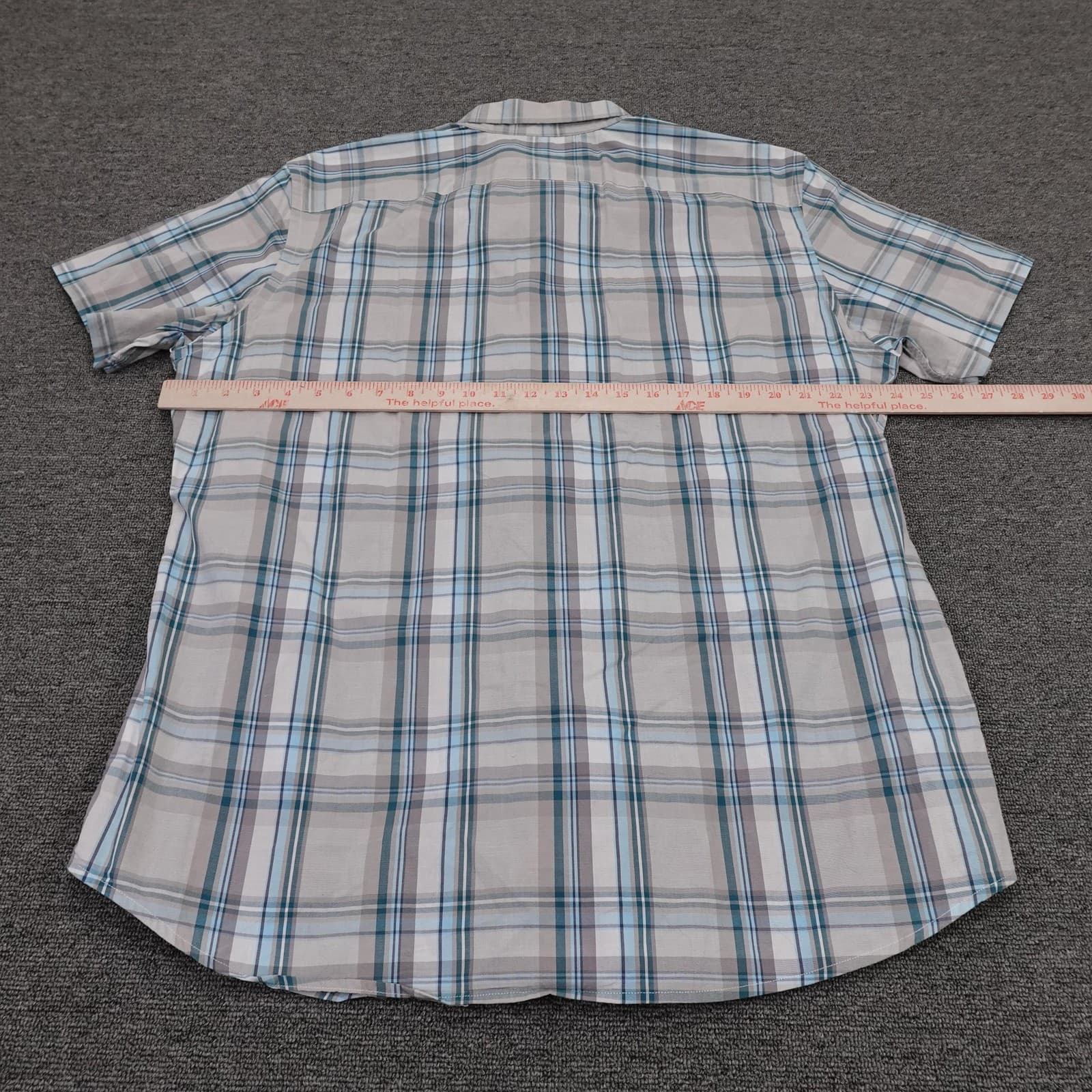 Banana Republic Shirt Mens XL Gray Plaid Short Sleeve Button Up Stretch Casual - Thumbnail 4