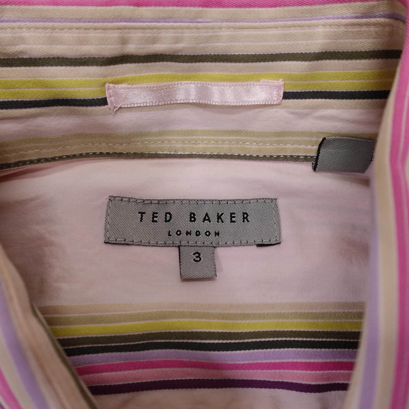 Ted Baker Shirt Mens Medium Multicolor Stripe Long Sleeve Button Front Dress - Thumbnail 3