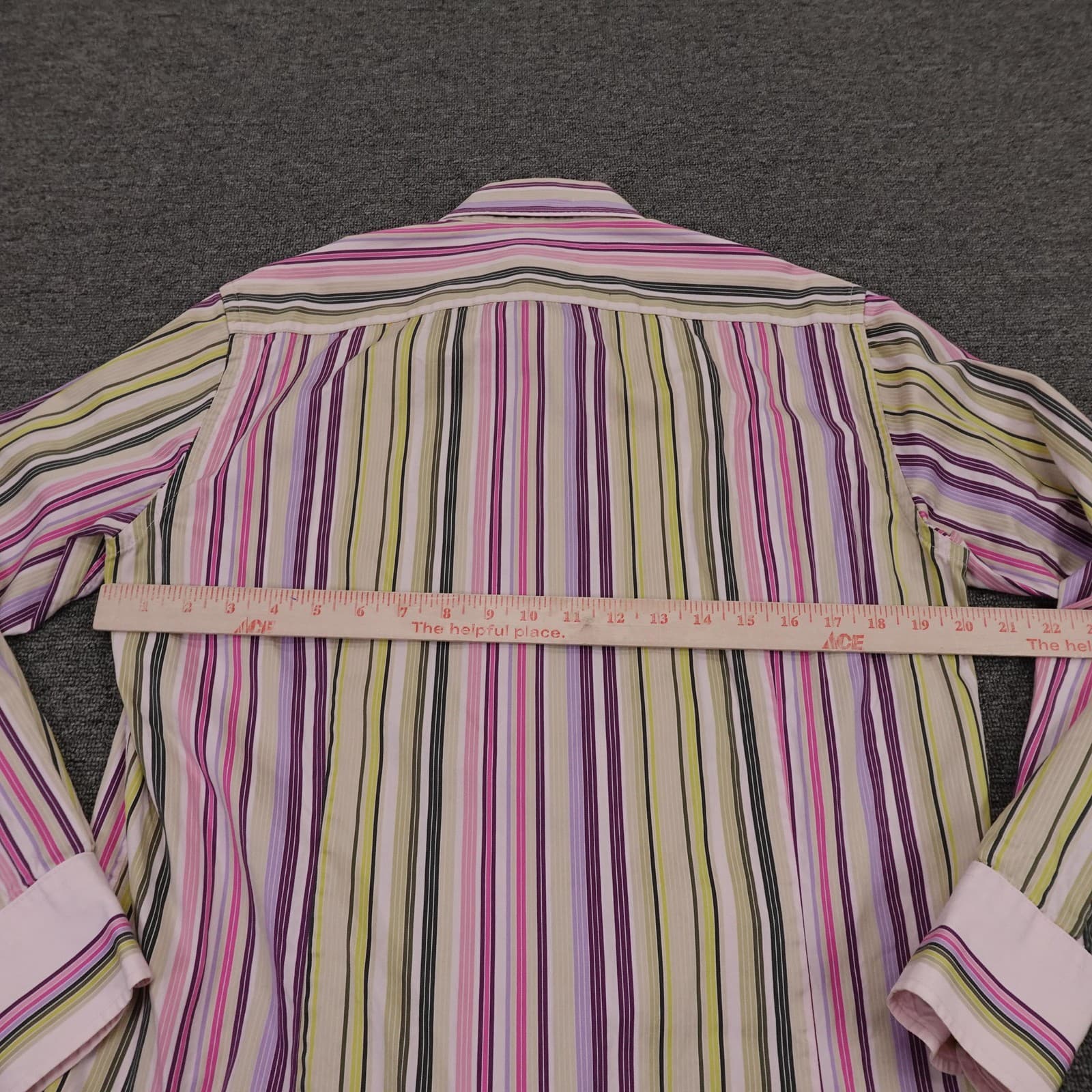 Ted Baker Shirt Mens Medium Multicolor Stripe Long Sleeve Button Front Dress - Thumbnail 4