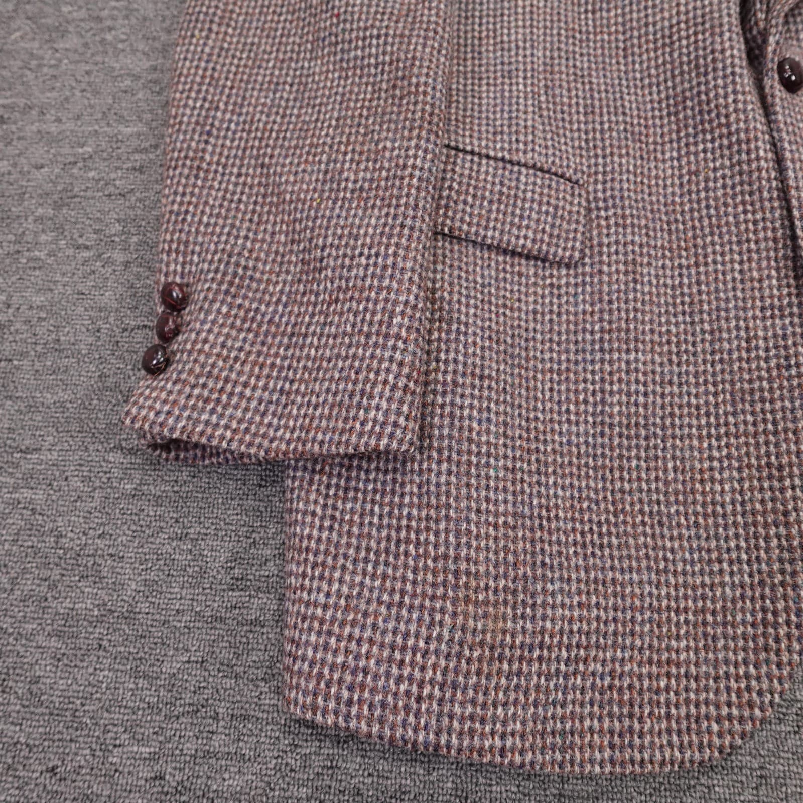 Harris Tweed Blazer Mens 42 Long Brown Check Wool Sport Coat Two Button USA - Thumbnail 3