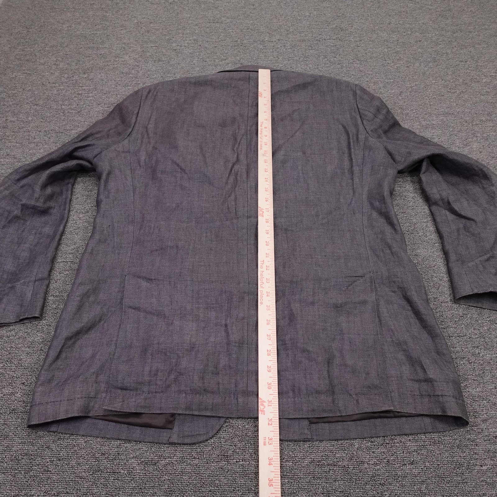Calvin Klein Blazer Mens 46L Gray Linen Herringbone Extreme Slim Sport Coat - Thumbnail 7
