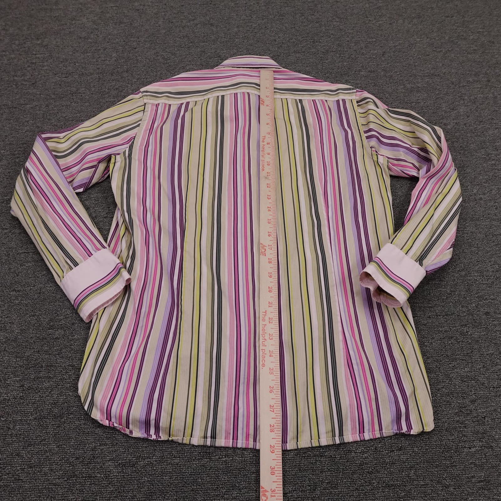 Ted Baker Shirt Mens Medium Multicolor Stripe Long Sleeve Button Front Dress - Thumbnail 5