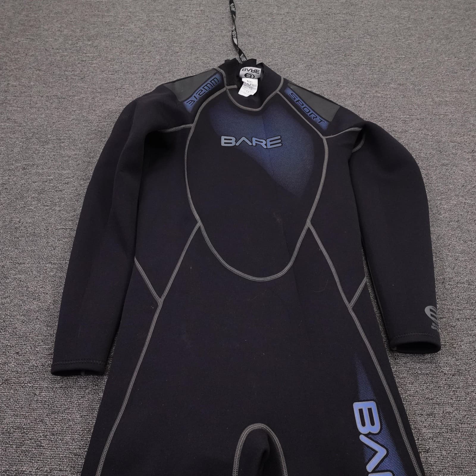 Bare 3/2mm Sport Wetsuit Mens Medium Black Blue Full Neoprene Surf Scuba Dive - Thumbnail 2