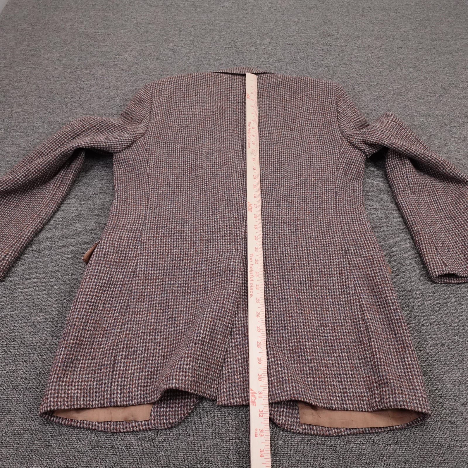 Harris Tweed Blazer Mens 42 Long Brown Check Wool Sport Coat Two Button USA - Thumbnail 9