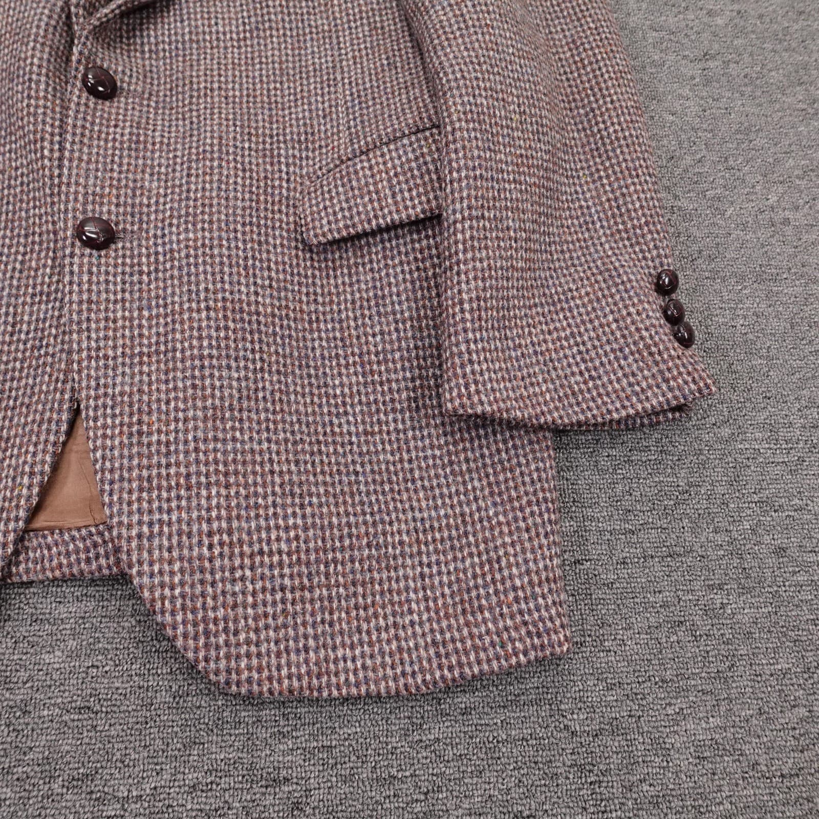 Harris Tweed Blazer Mens 42 Long Brown Check Wool Sport Coat Two Button USA - Thumbnail 4