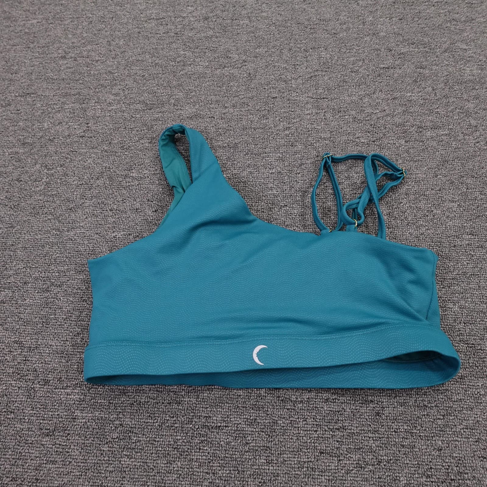 Sports Bra Womens Medium Blue One Shoulder Strappy Crescent Moon Yoga Athletic - Thumbnail 2
