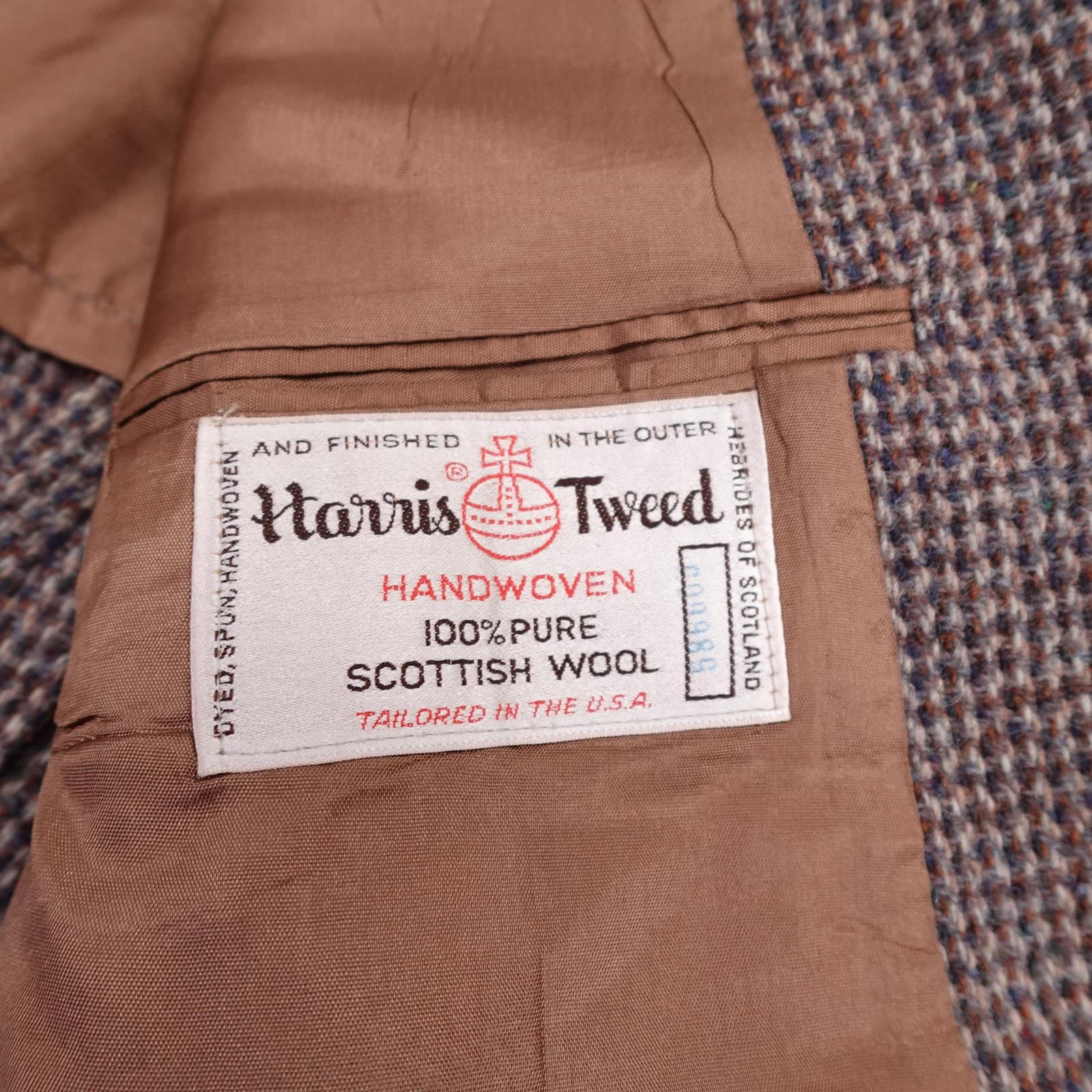 Harris Tweed Blazer Mens 42 Long Brown Check Wool Sport Coat Two Button USA - Thumbnail 5