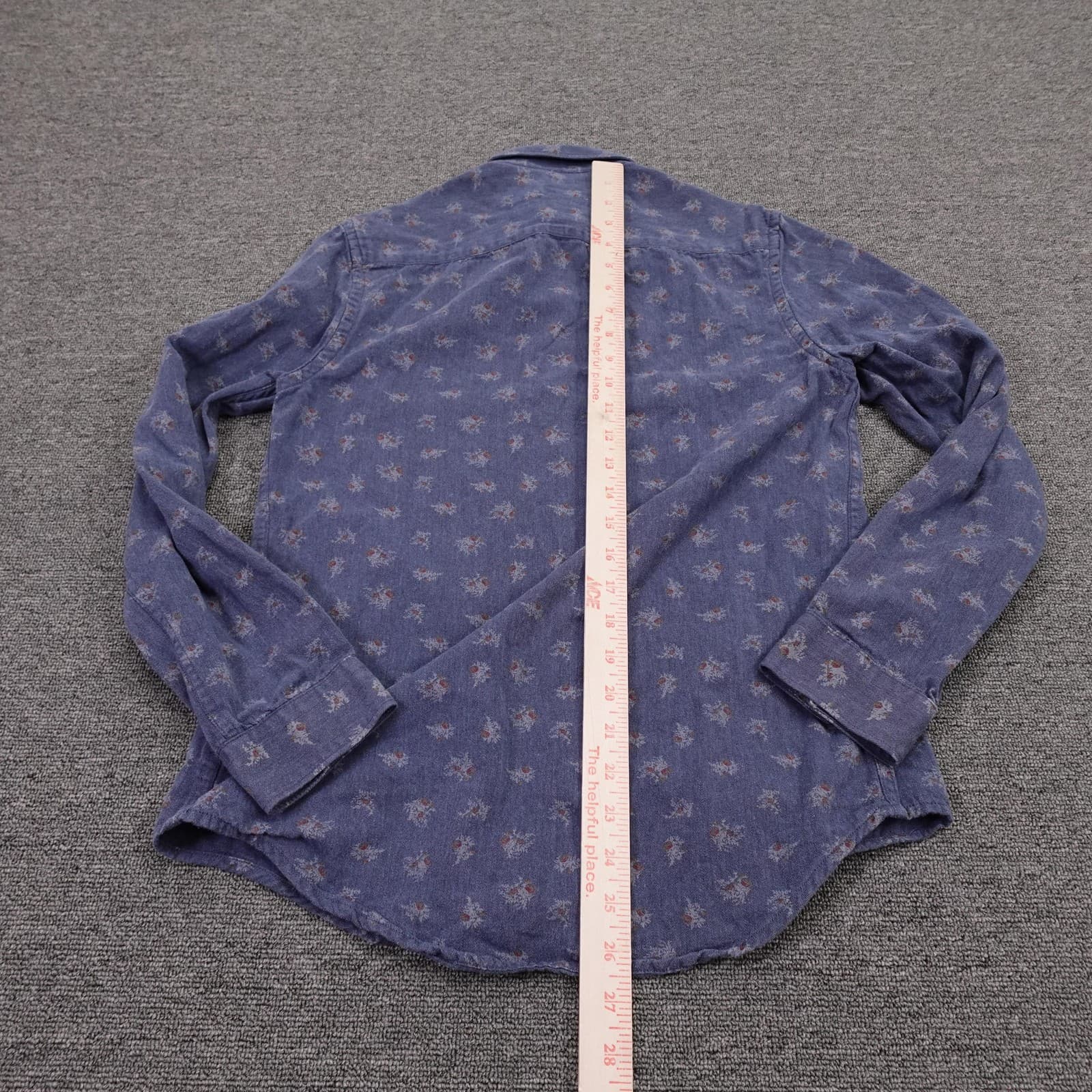 Zara Man Shirt Mens Small Blue Floral Long Sleeve Button Up Slim Fit Casual - Thumbnail 5