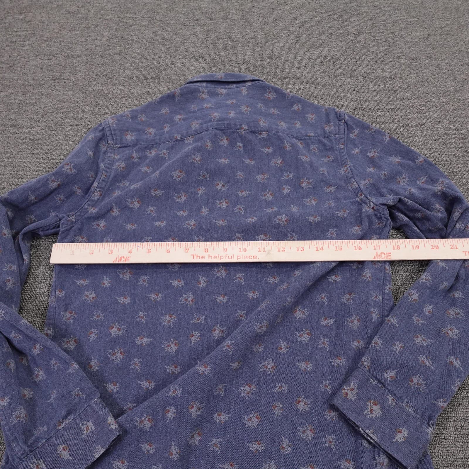 Zara Man Shirt Mens Small Blue Floral Long Sleeve Button Up Slim Fit Casual - Thumbnail 4