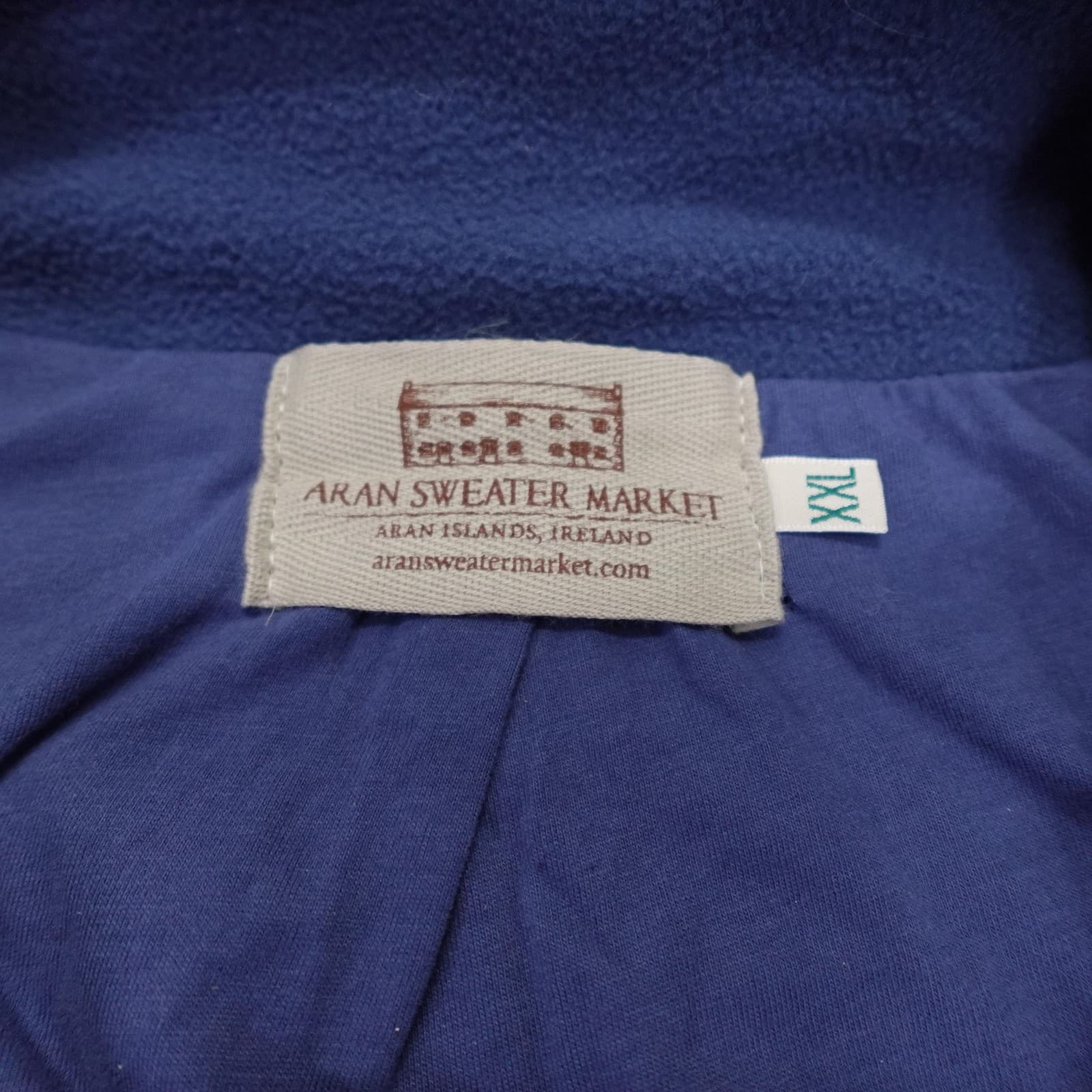 Aran Sweater Market Vest Mens 2XL Blue Wool Full Zip Cable Knit Lined Ireland - Thumbnail 5