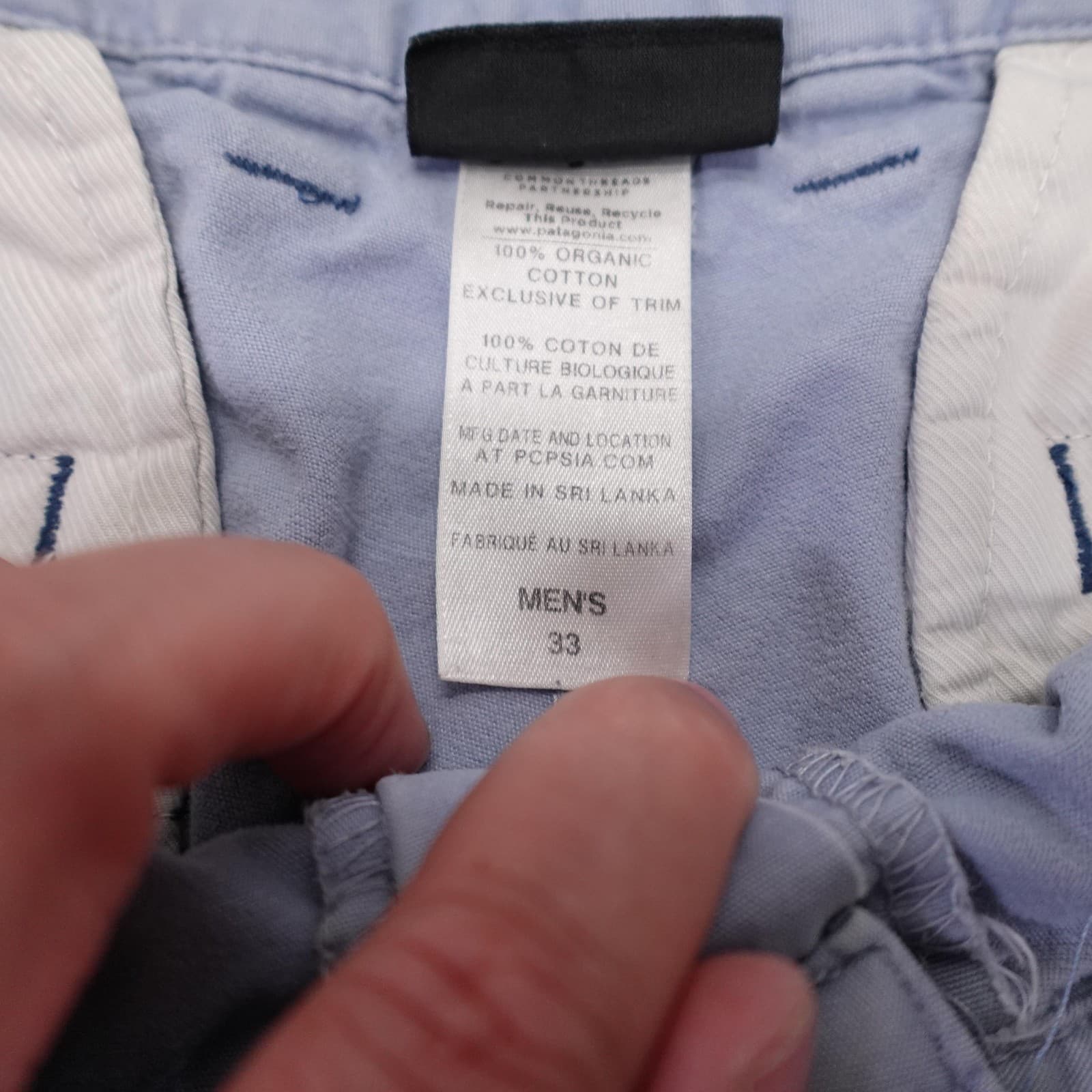 Patagonia Shorts Mens 33 Blue Organic Cotton Chino Canvas 11 Inseam Casual - Thumbnail 5