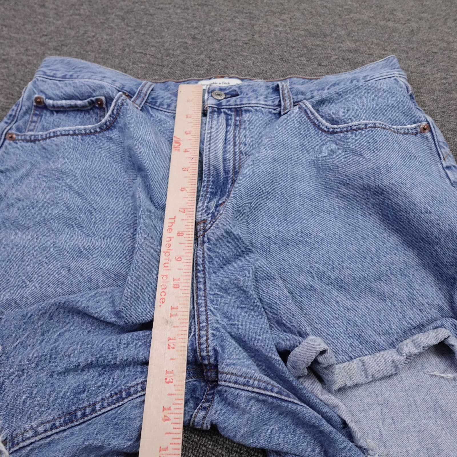 Abercrombie & Fitch Loose Short Shorts Womens 32 Blue Denim High Rise Cutoff - Thumbnail 7