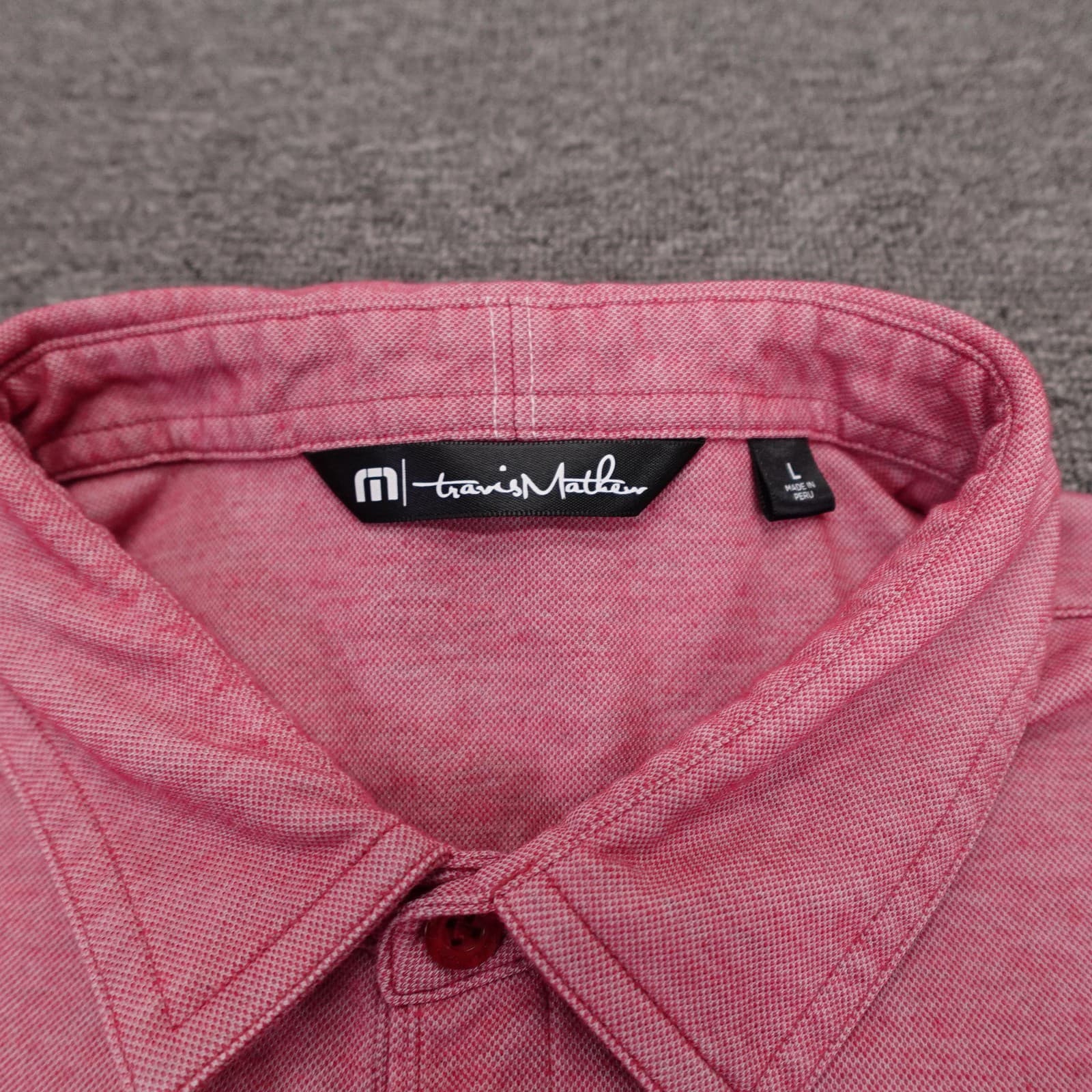 Travis Mathew Polo Shirt Mens Large Pink Heather Pima Cotton Jersey Golf Top - Thumbnail 3