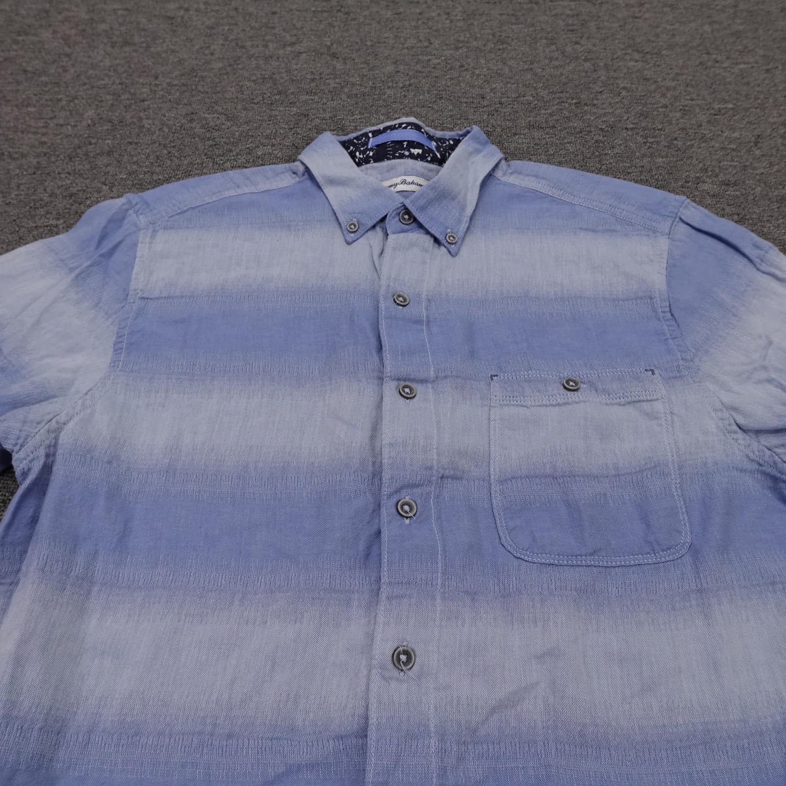 Tommy Bahama Shirt Mens Medium Blue Stripe Short Sleeve Button Up Cotton Casual - Thumbnail 2