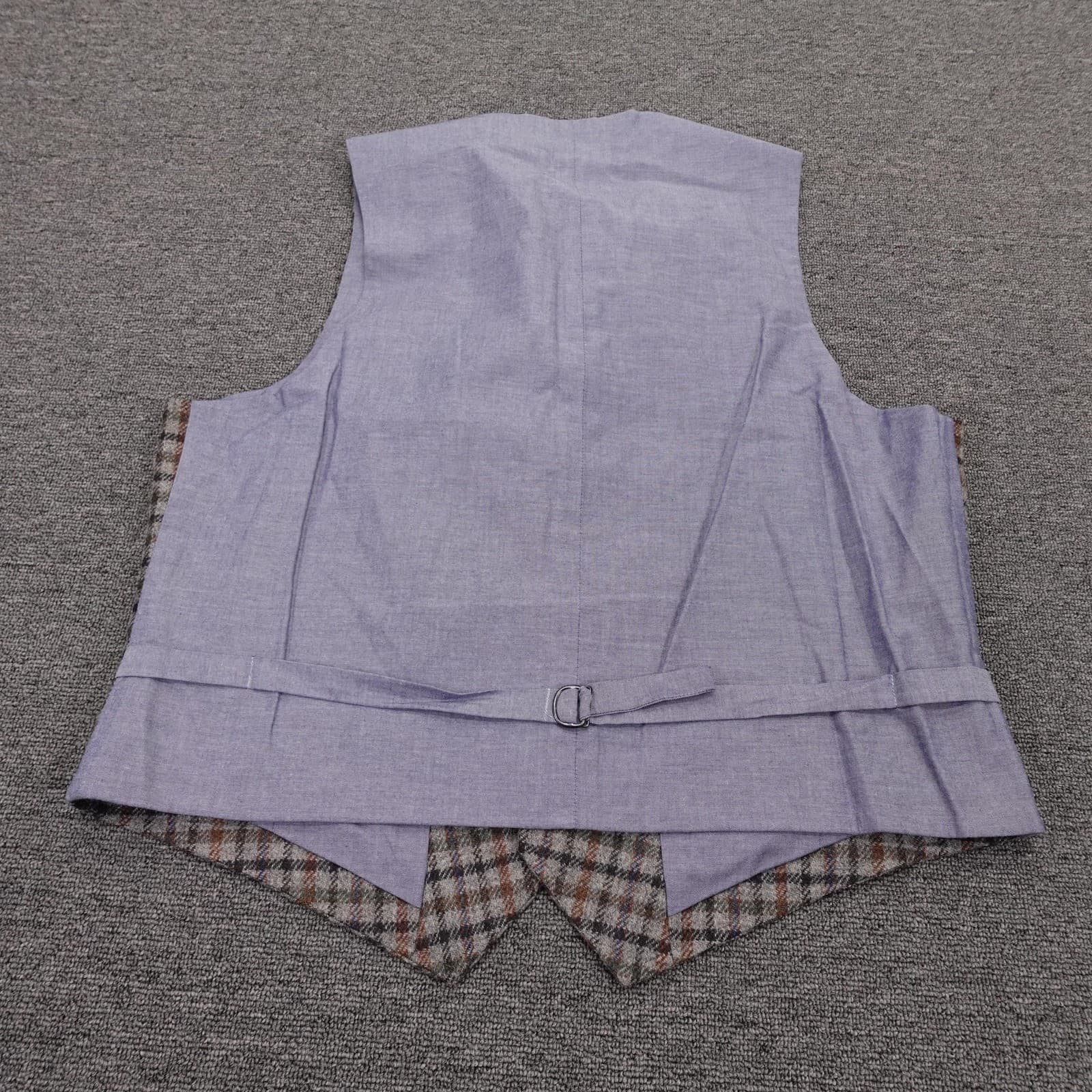 Brooks Brothers Suit Vest Mens 43R Gray Plaid Wool Tweed Belted 1818 Madison - Thumbnail 4