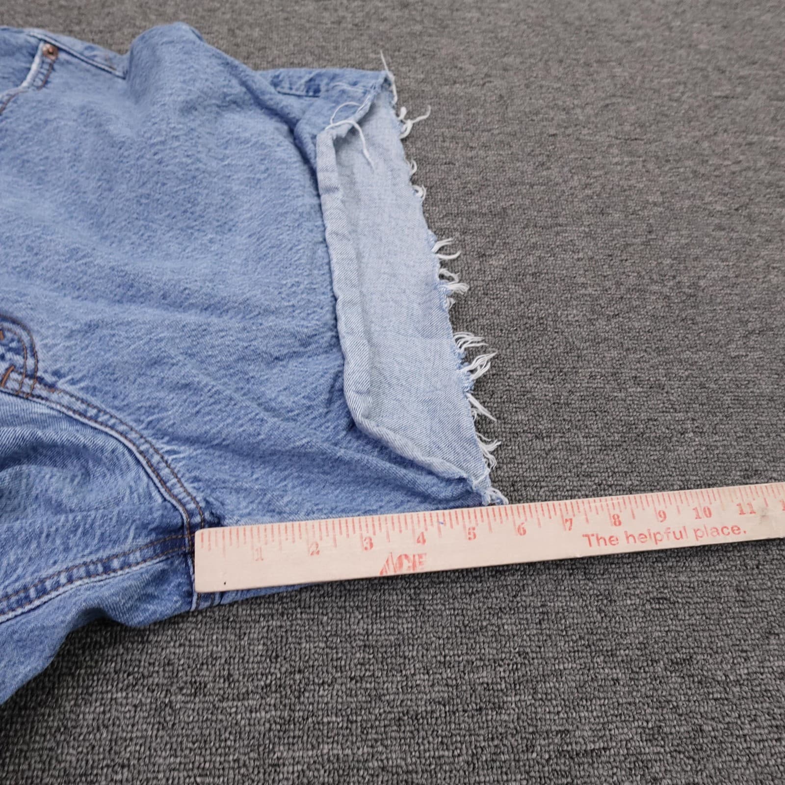 Abercrombie & Fitch Loose Short Shorts Womens 32 Blue Denim High Rise Cutoff - Thumbnail 8