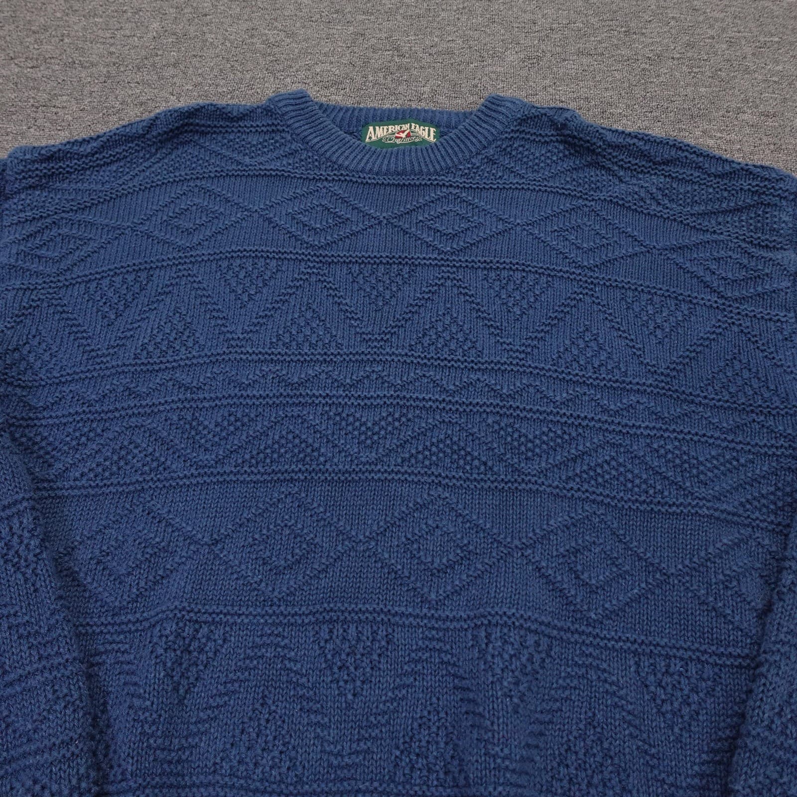 Vintage American Eagle Outfitters Sweater Mens Large Blue Geometric Knit - Thumbnail 2