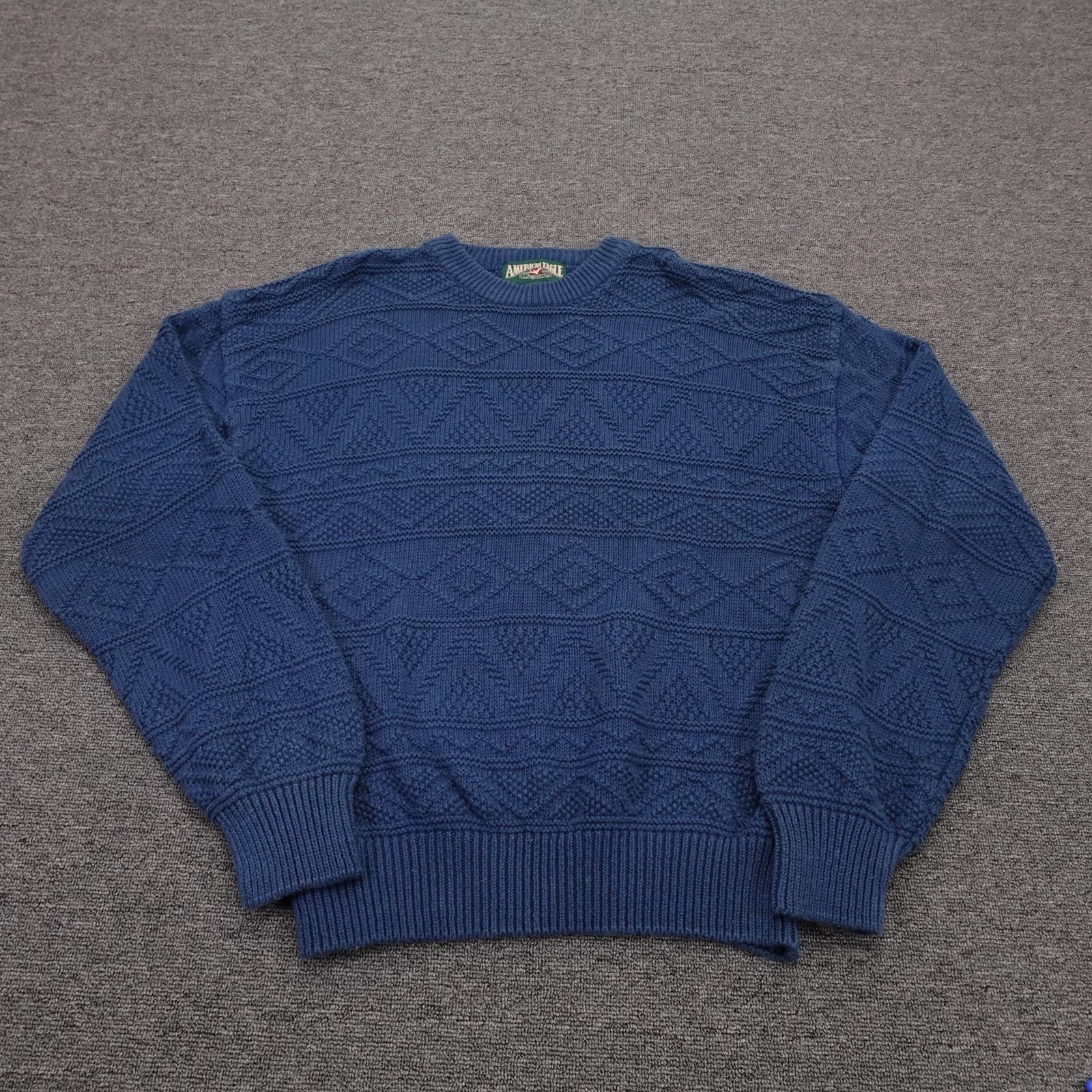 Vintage American Eagle Outfitters Sweater Mens Large Blue Geometric Knit