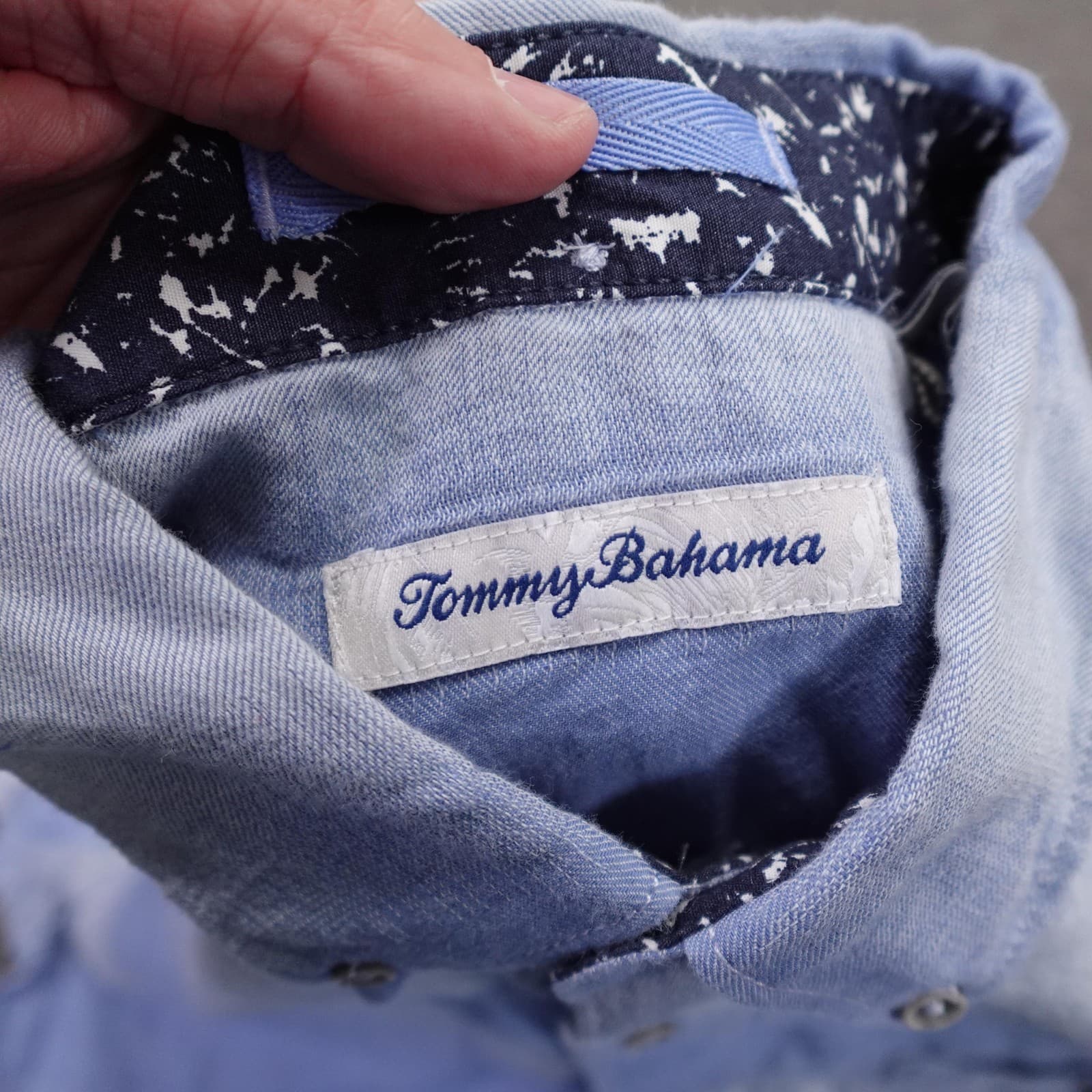 Tommy Bahama Shirt Mens Medium Blue Stripe Short Sleeve Button Up Cotton Casual - Thumbnail 4