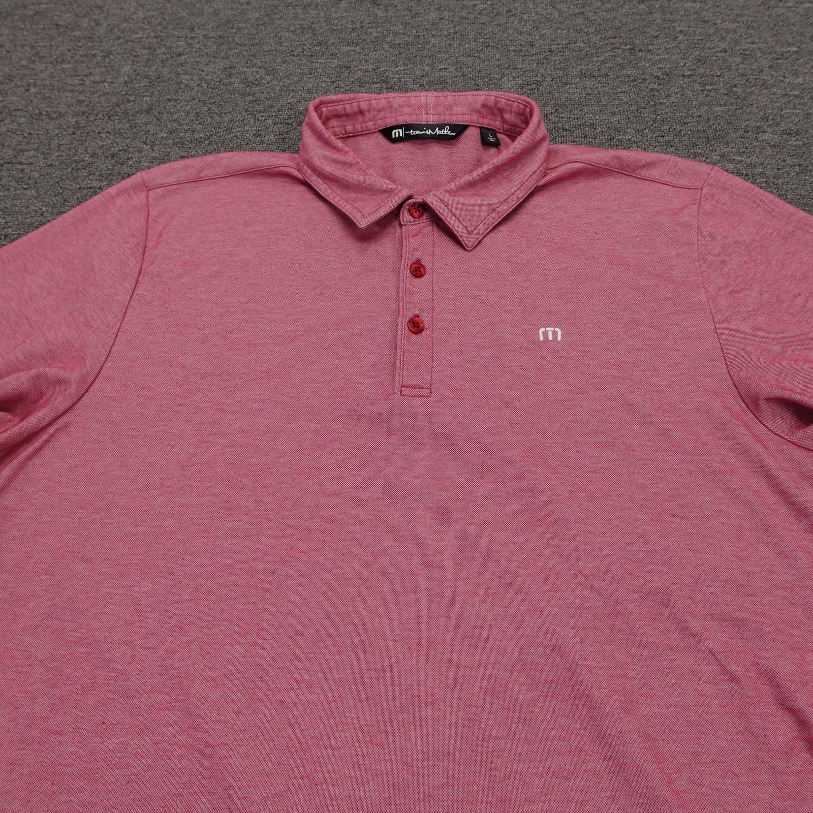 Travis Mathew Polo Shirt Mens Large Pink Heather Pima Cotton Jersey Golf Top - Thumbnail 2