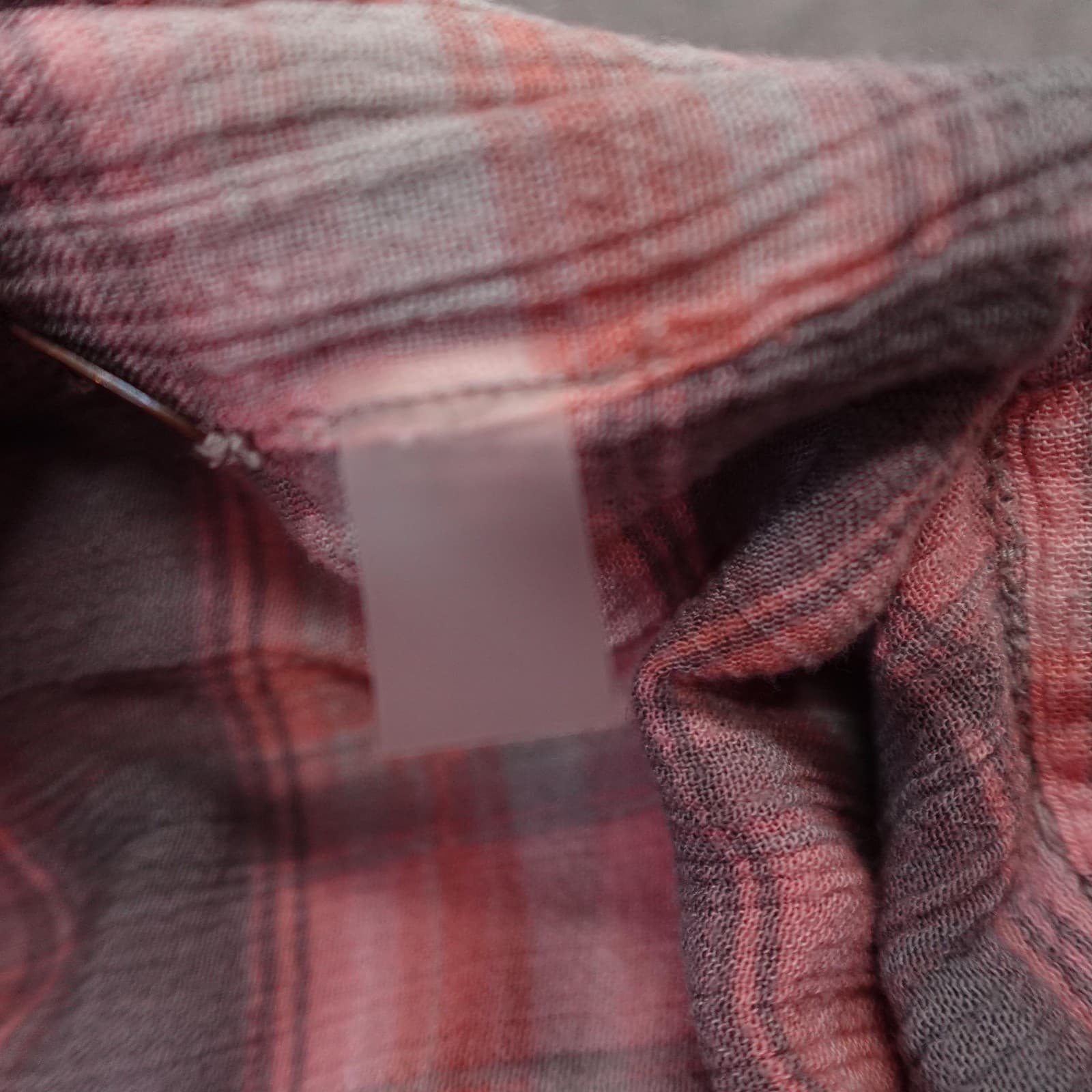 FP One Blouse Womens Large Pink Plaid Viscose Henley Tunic Long Sleeve Top - Thumbnail 4