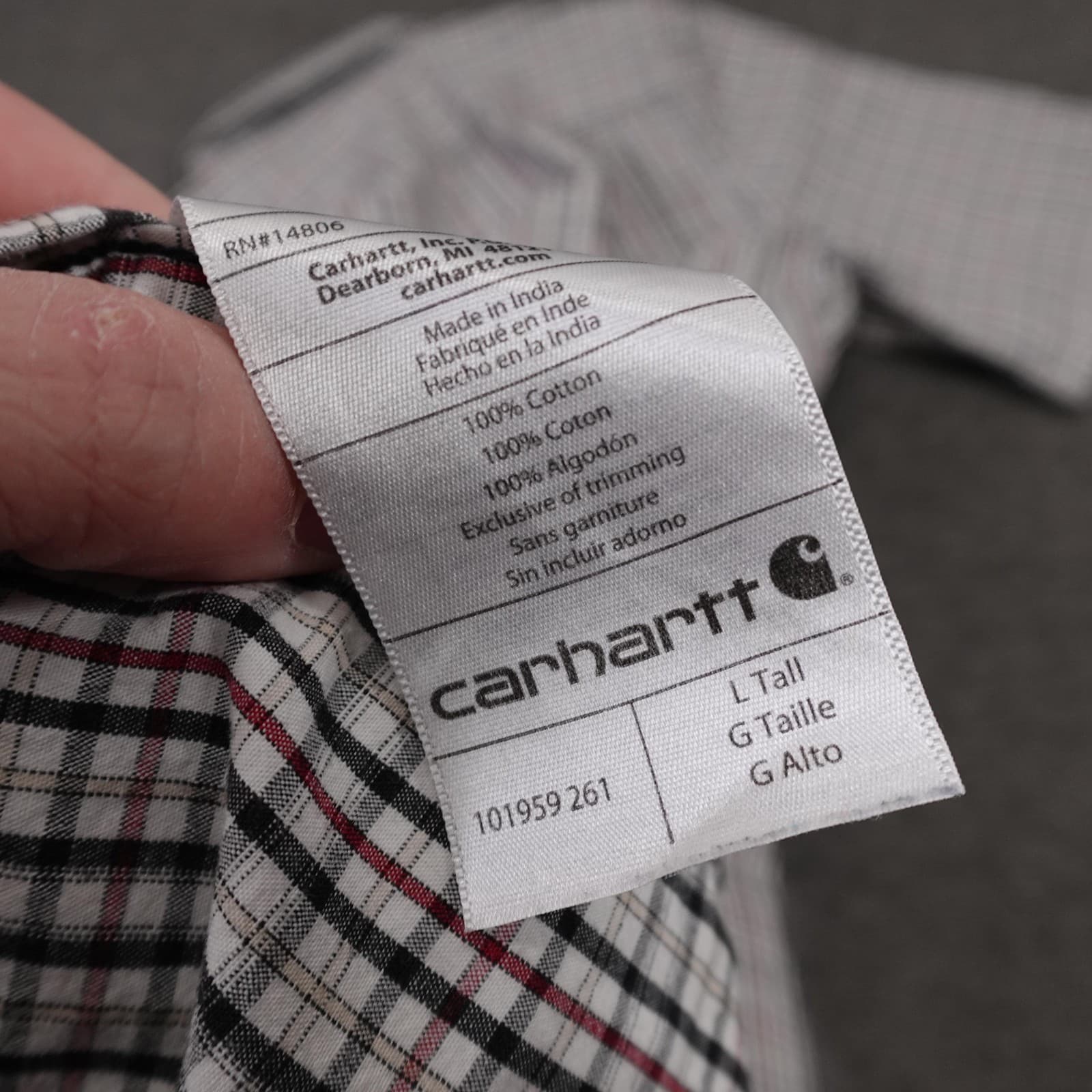 Carhartt Shirt Mens LT White Plaid Relaxed Fit Hiking Outdoor Workwear - Thumbnail 7