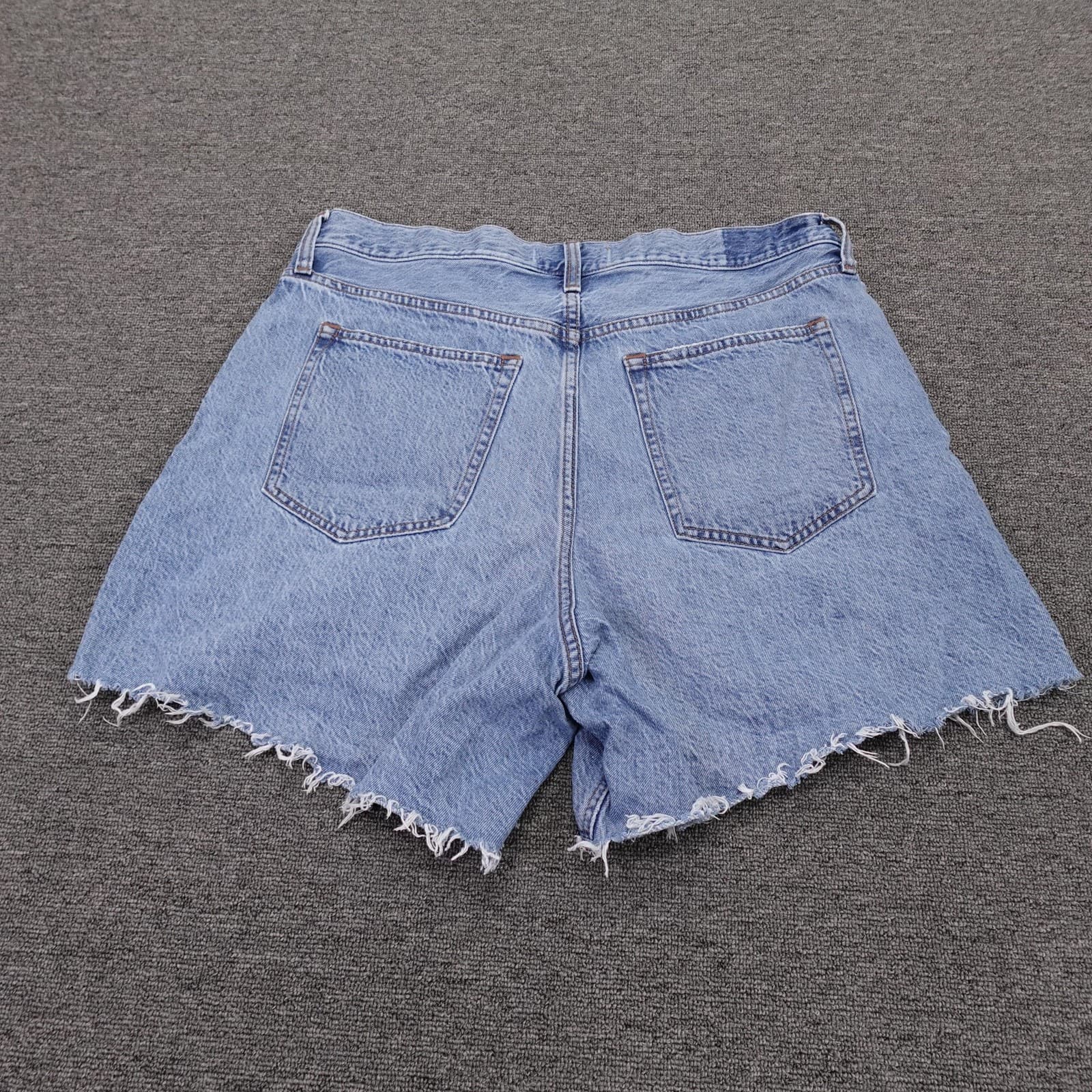 Abercrombie & Fitch Loose Short Shorts Womens 32 Blue Denim High Rise Cutoff - Thumbnail 4